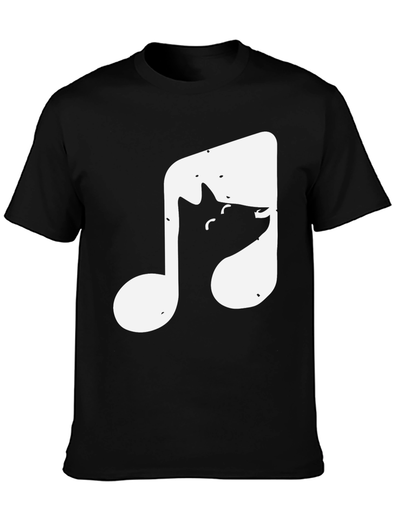 Black Music Note Cat T-Shirt - Black view 3