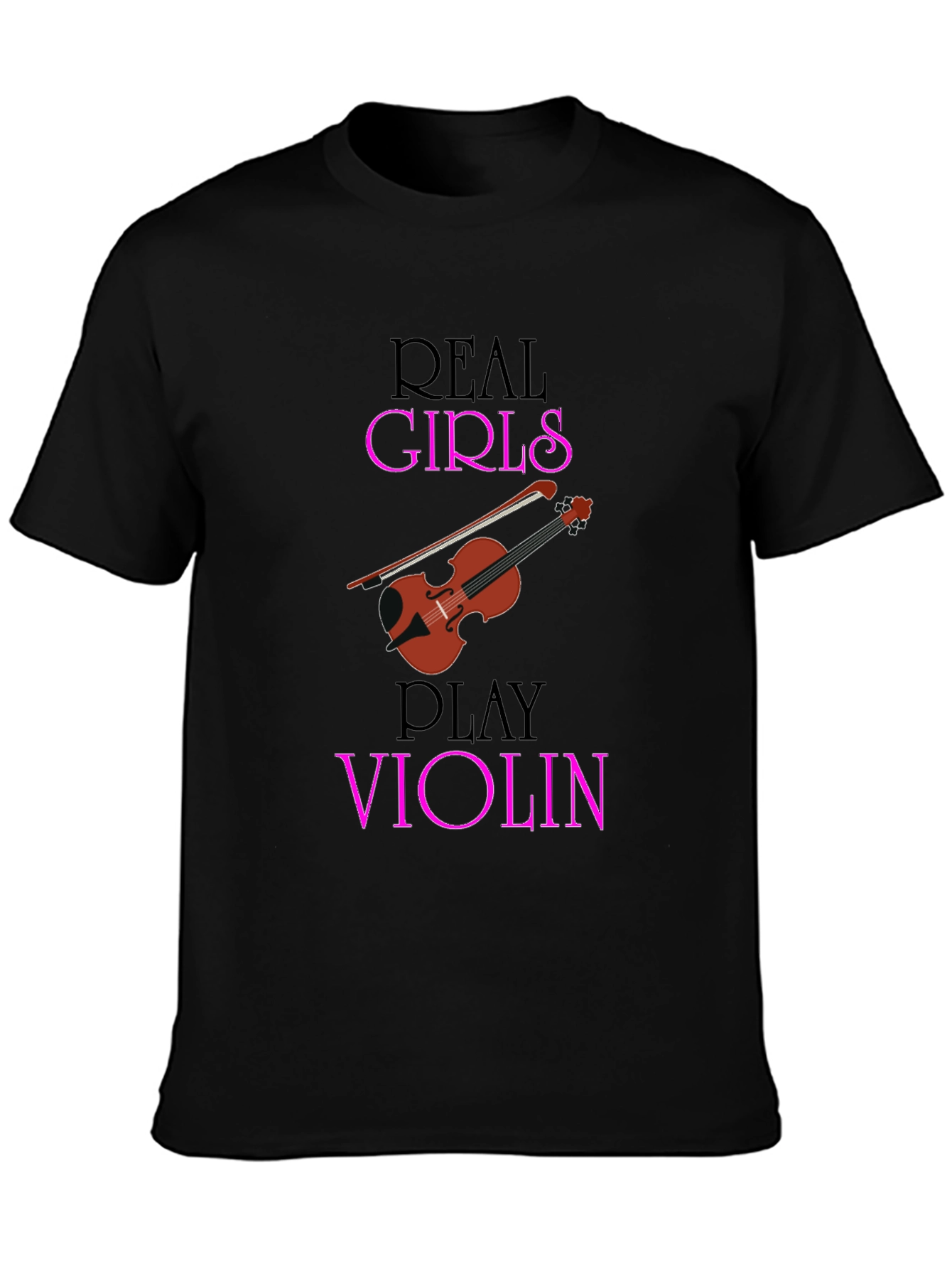 Black Real Girls Play Violin T-Shirt - Music Lover Tee view 3