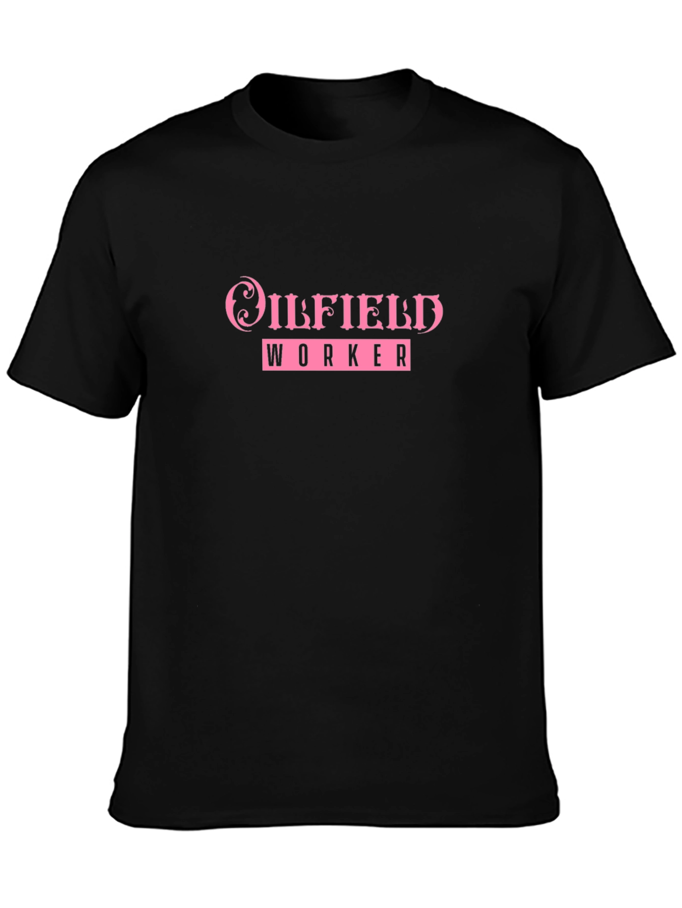 Black Oilfield Worker Graphic Tee - Black Cotton Blend view 3