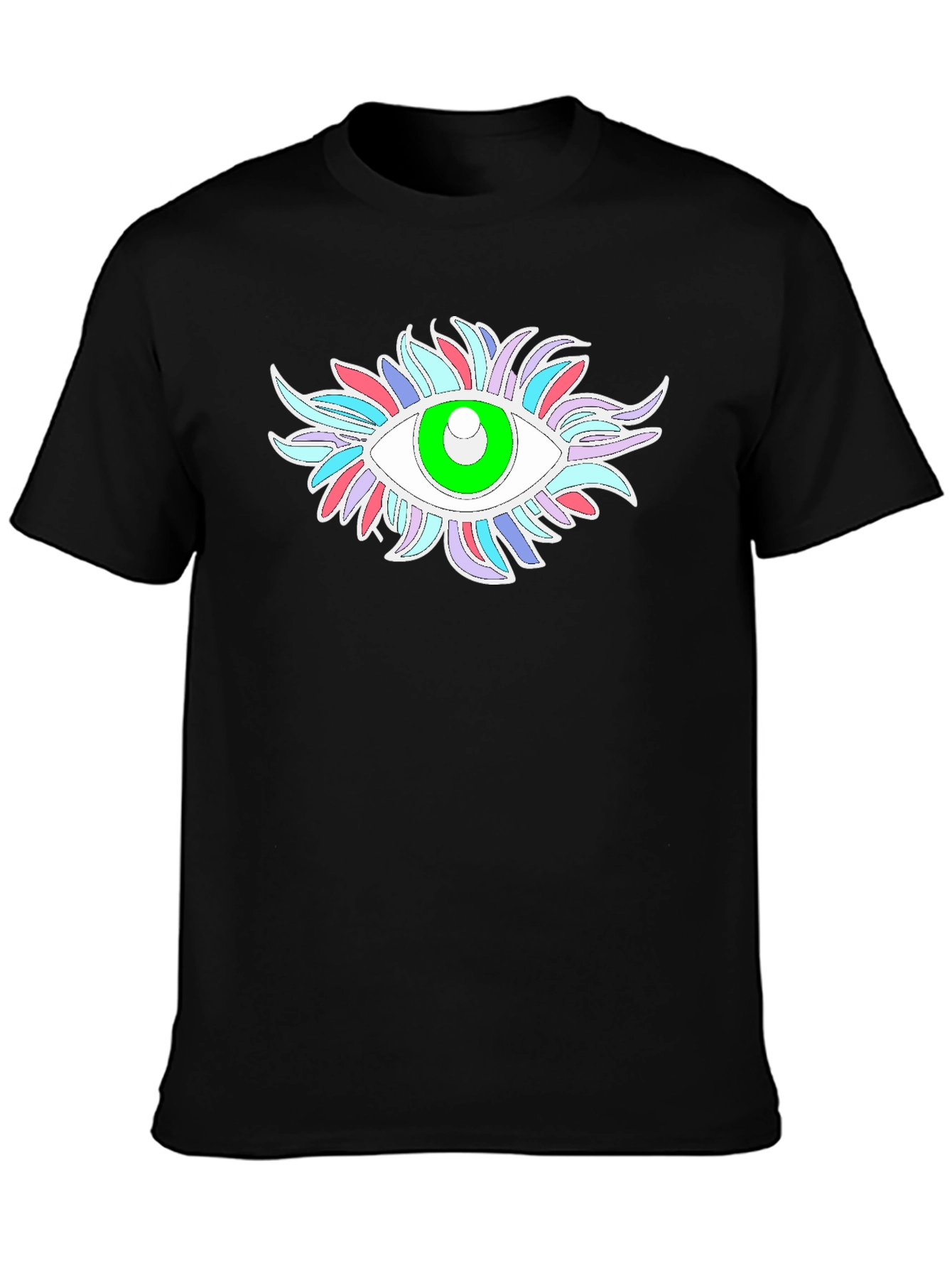 Black Eye-Catching Graphic Tee - Black Cotton Blend view 3