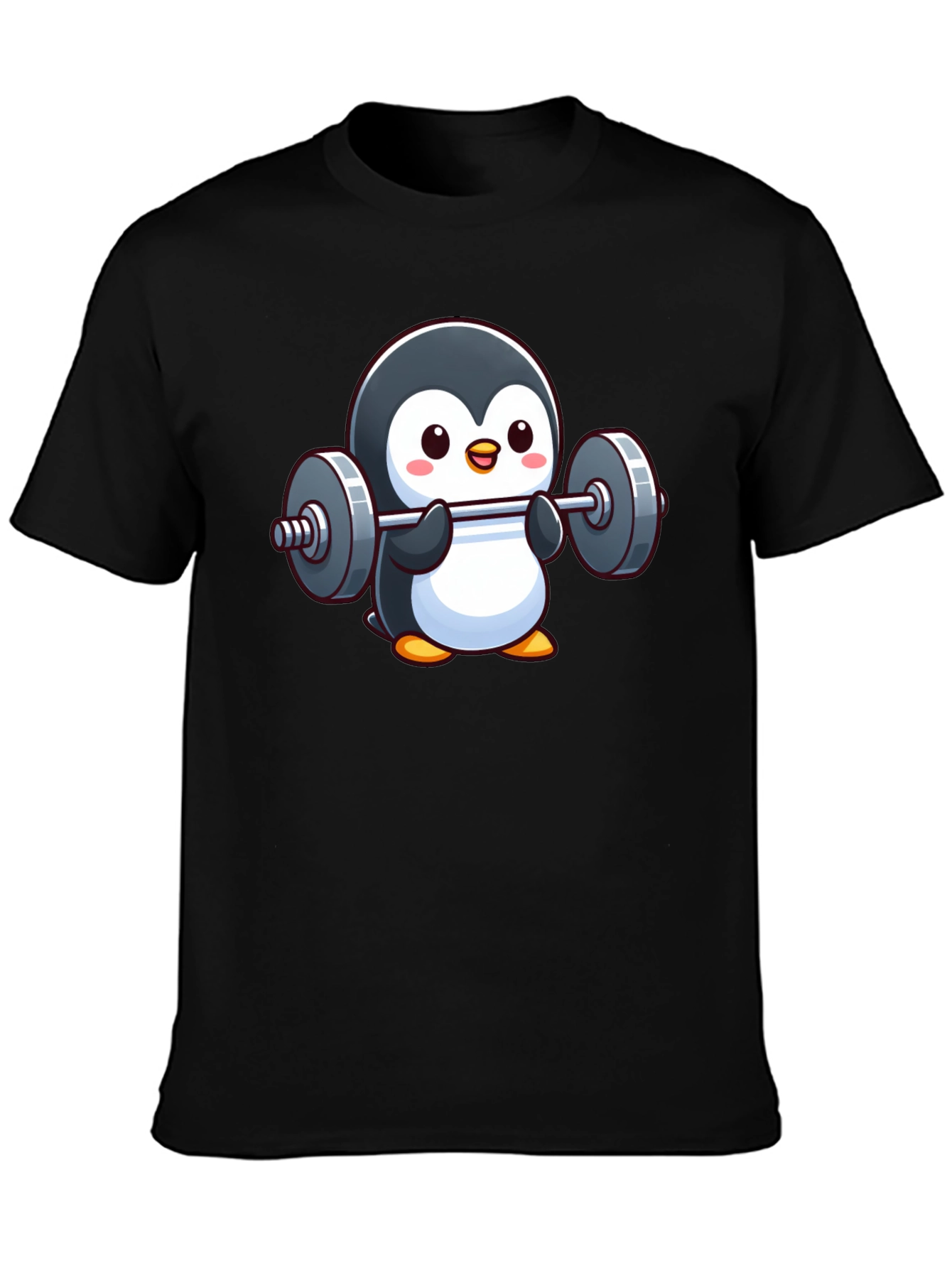 Black Penguin Powerlifter T-Shirt: Cute Workout Tee view 3