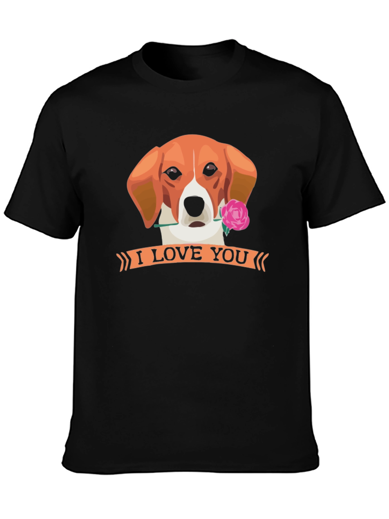 Black I Love You Dog T-Shirt - Cute Valentine's Day Tee view 3