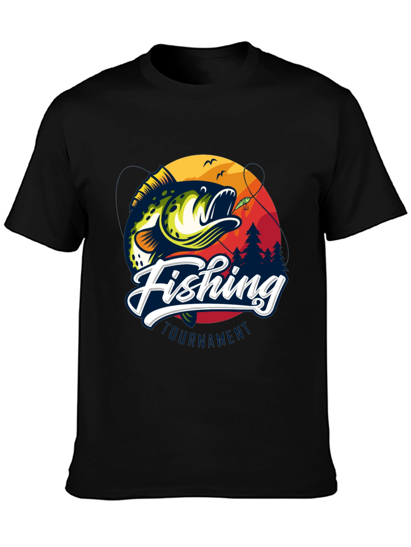 Black Fishing Tournament Black Graphic Tee view 3