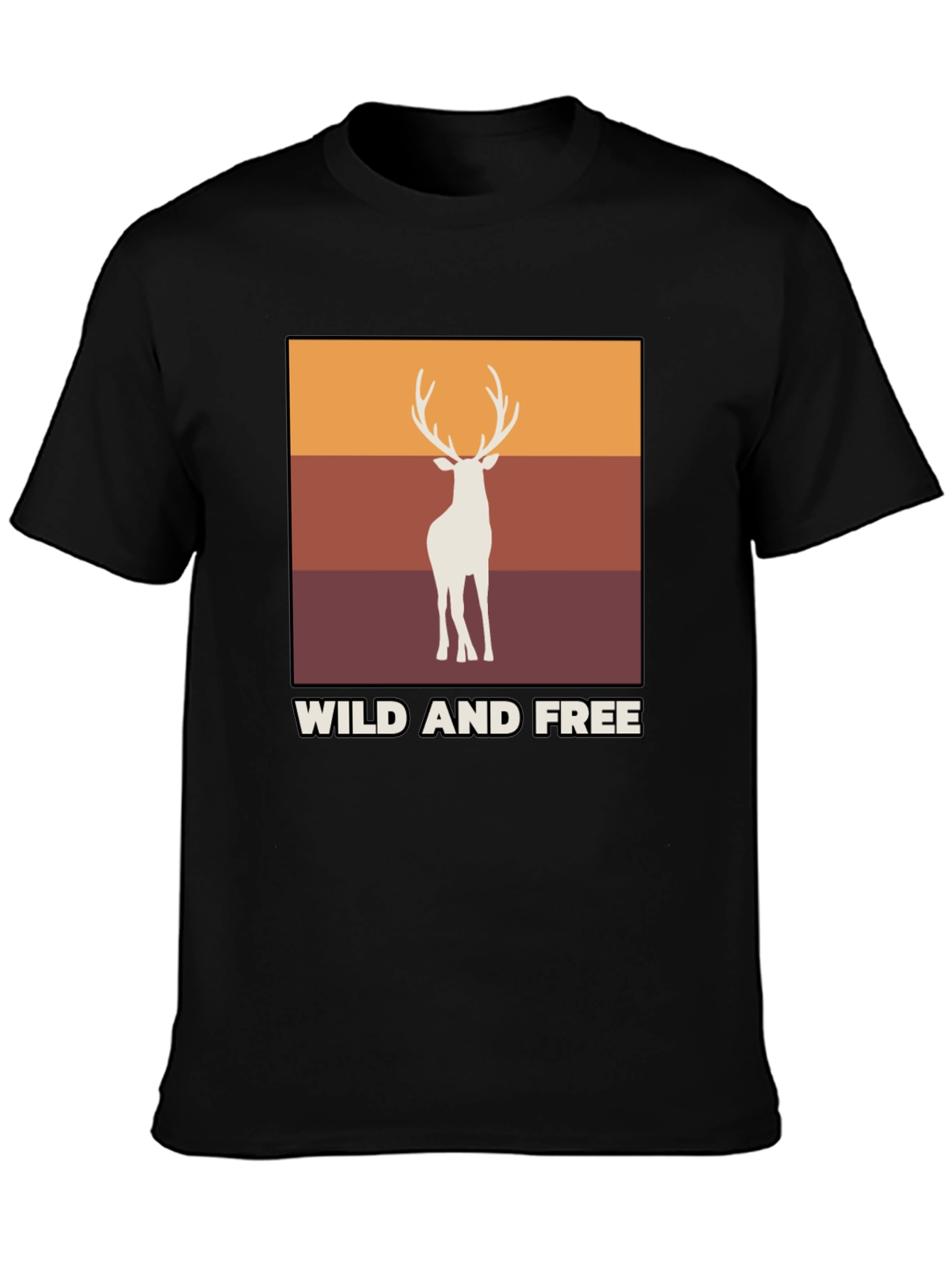 Black Wild and Free Deer Graphic Tee view 3