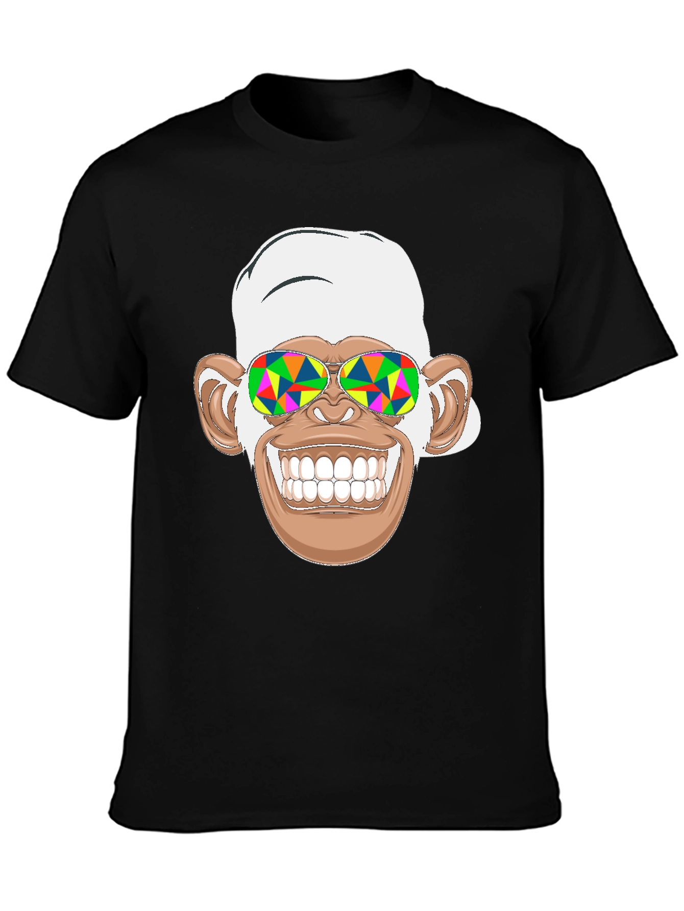 Black Funny Monkey Graphic Tee - Psychedelic Sunglasses Black T-Shirt view 3