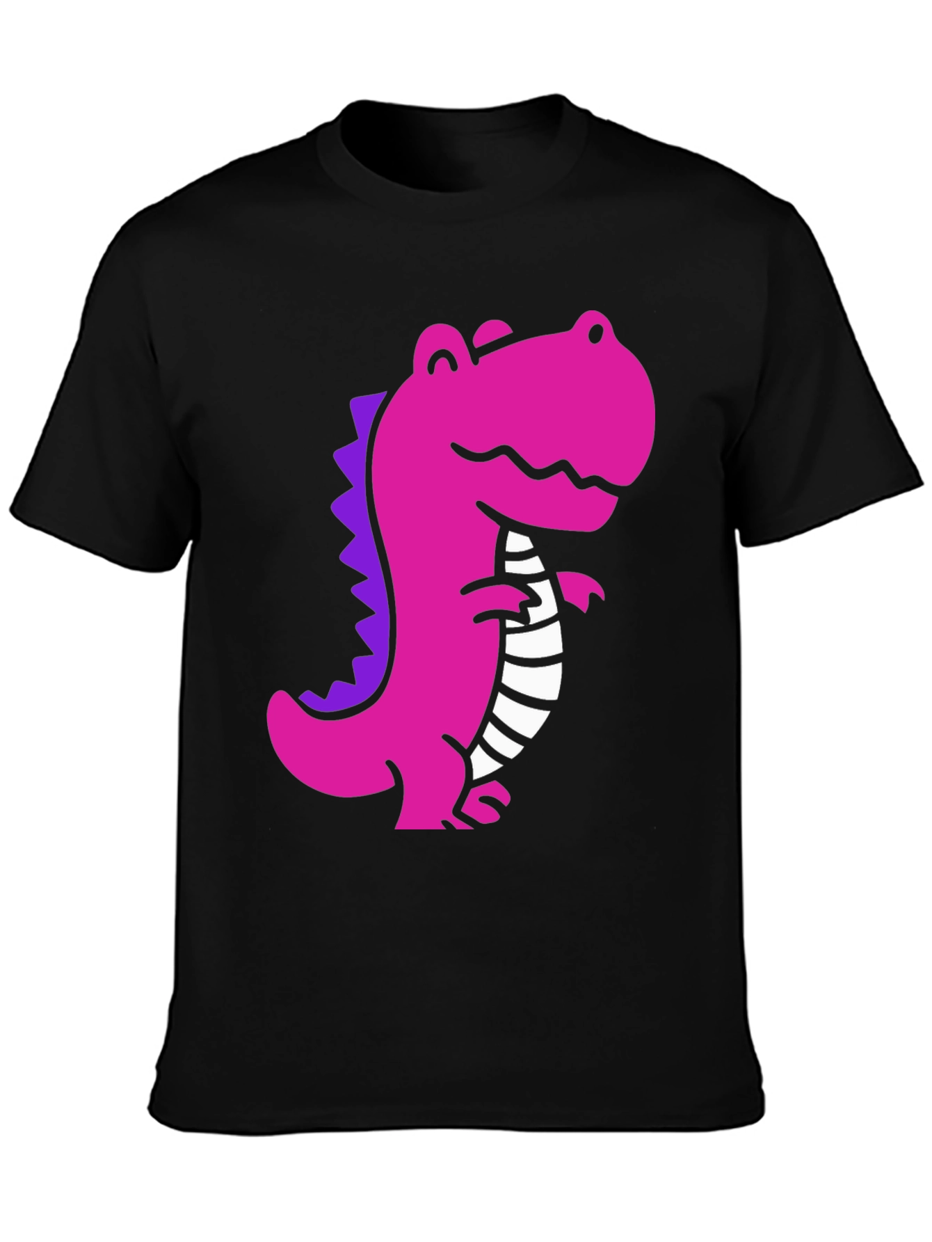 Black Pink Dino Graphic Tee - Casual Black T-Shirt view 3