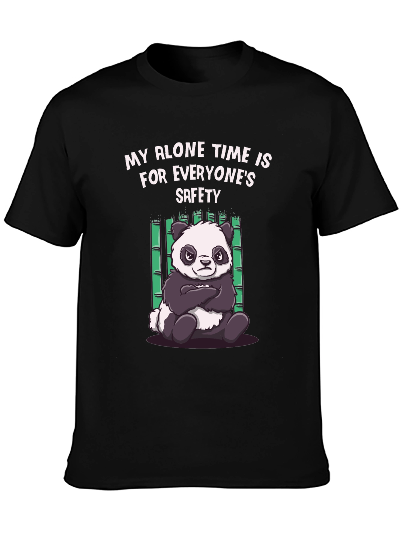 Black Funny Panda Alone Time T-Shirt view 3