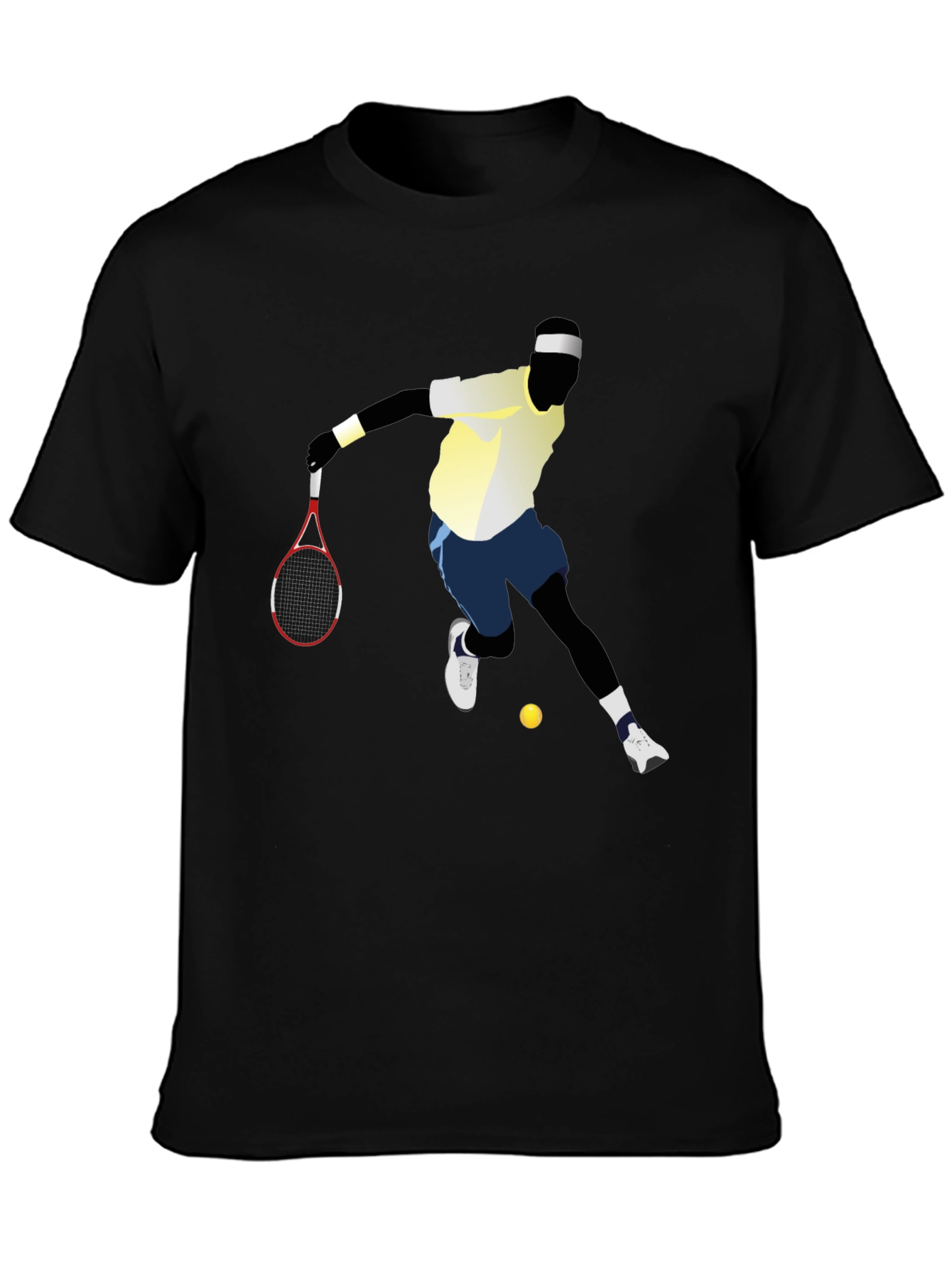 Black Tennis Player Graphic Tee - Black Cotton T-Shirt view 3