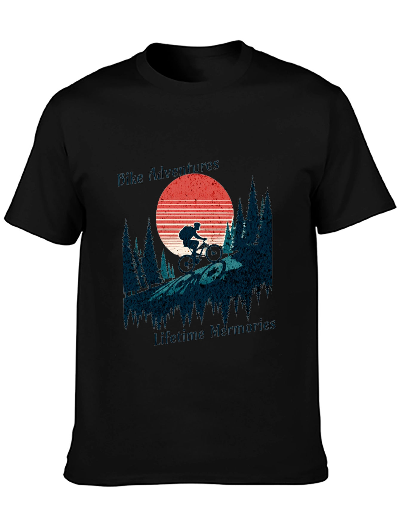 Black Bike Adventure Tee: Retro Mountain Biking Shirt view 3