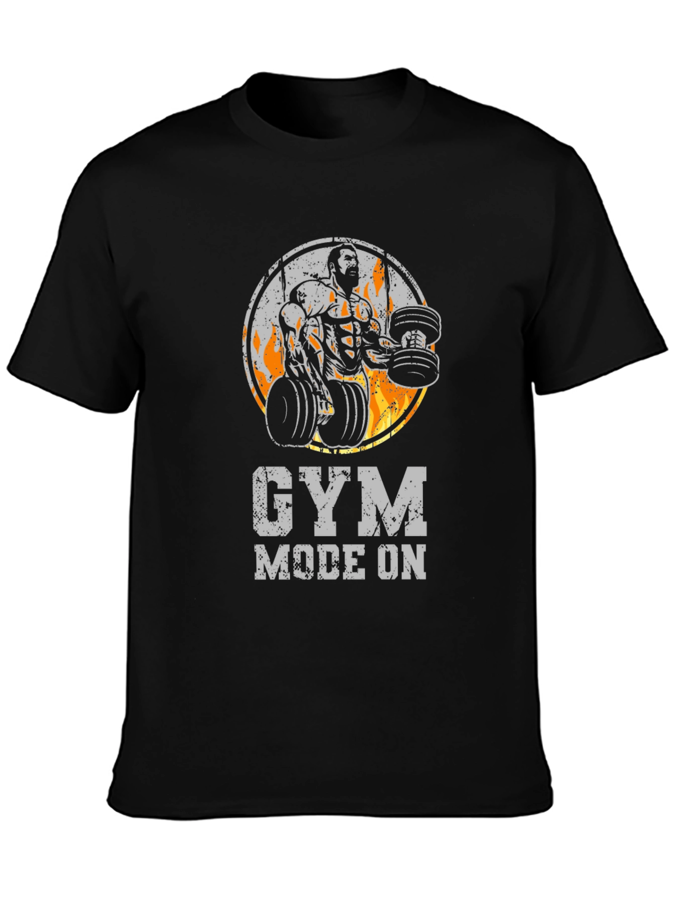 Black Gym Mode On Black T-Shirt view 3