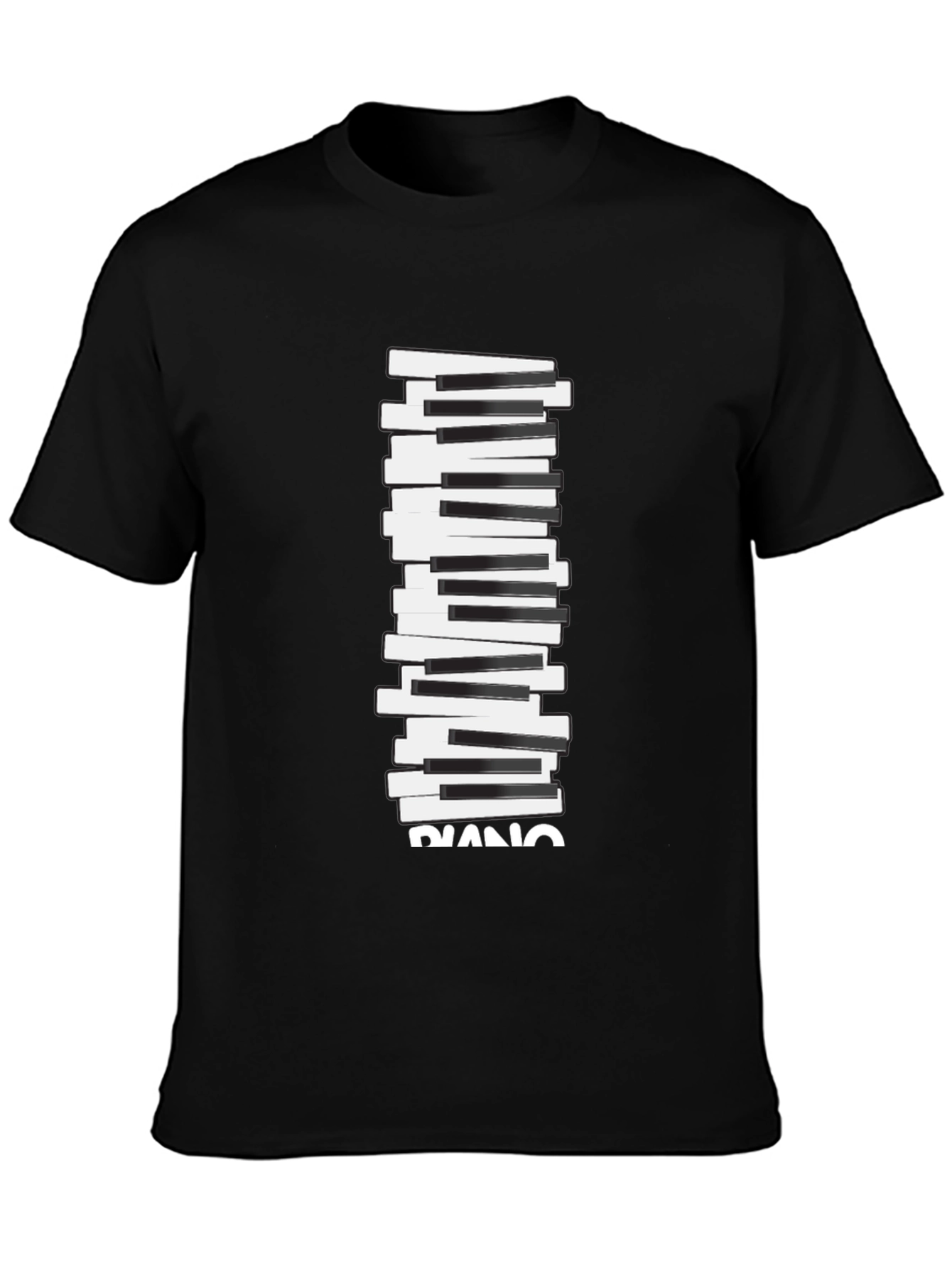 Black Piano Keys Graphic Print T-Shirt view 3