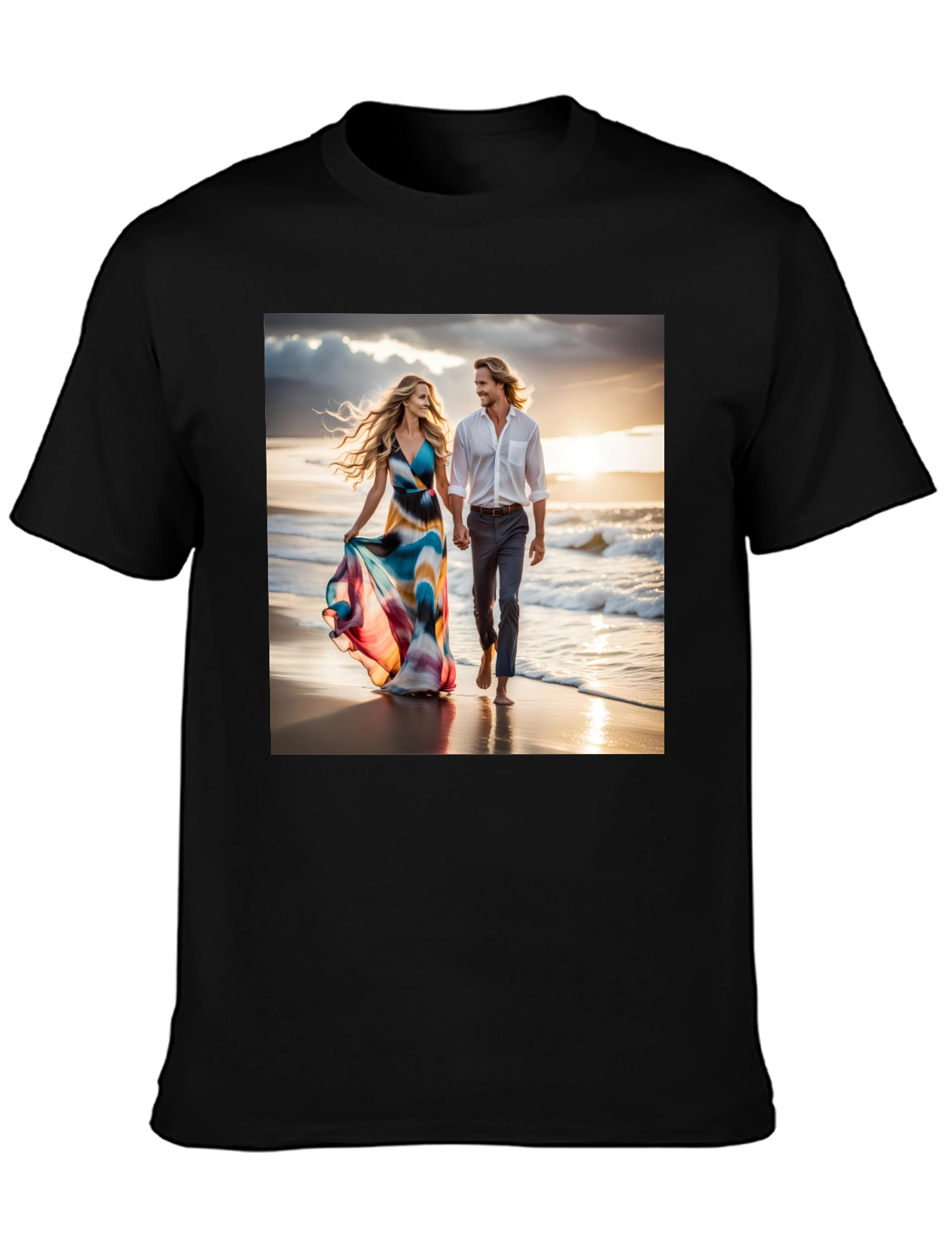 Black Romantic Beach Walk T-Shirt view 3