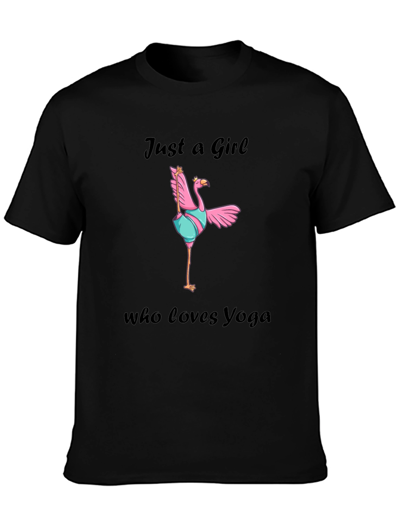 Black Yoga Flamingo Graphic Tee - Just a Girl Who Loves Yoga view 3