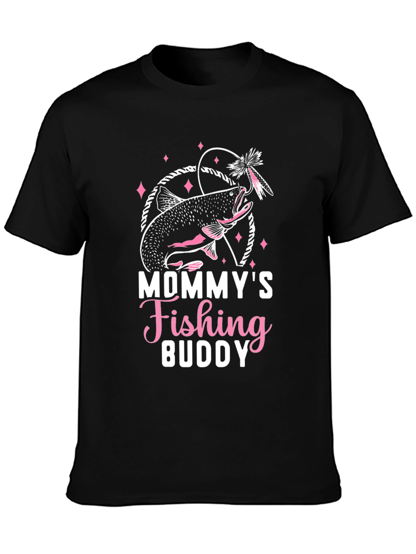 Black Mommy's Fishing Buddy Graphic Tee - Black view 3