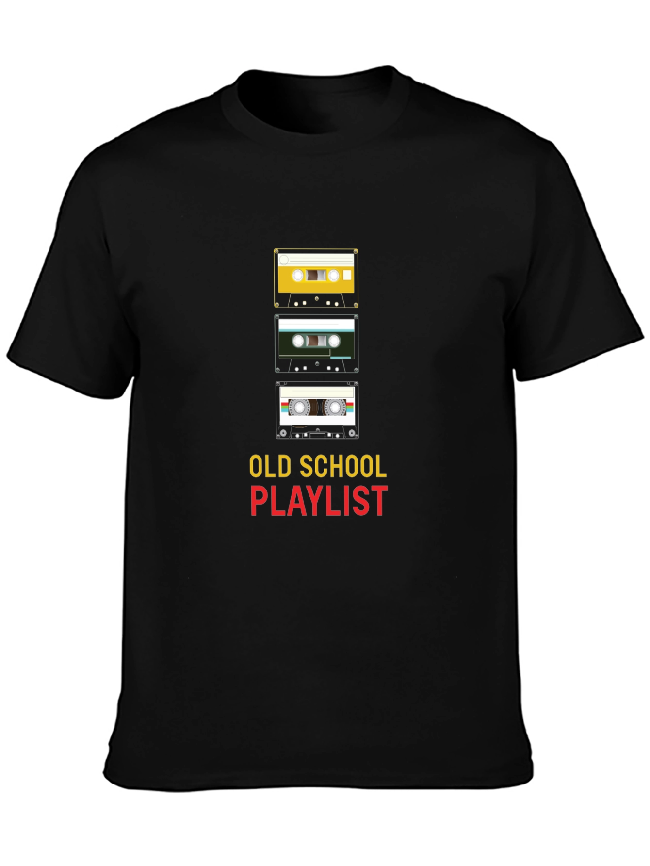 Black Old School Playlist Graphic Tee view 3