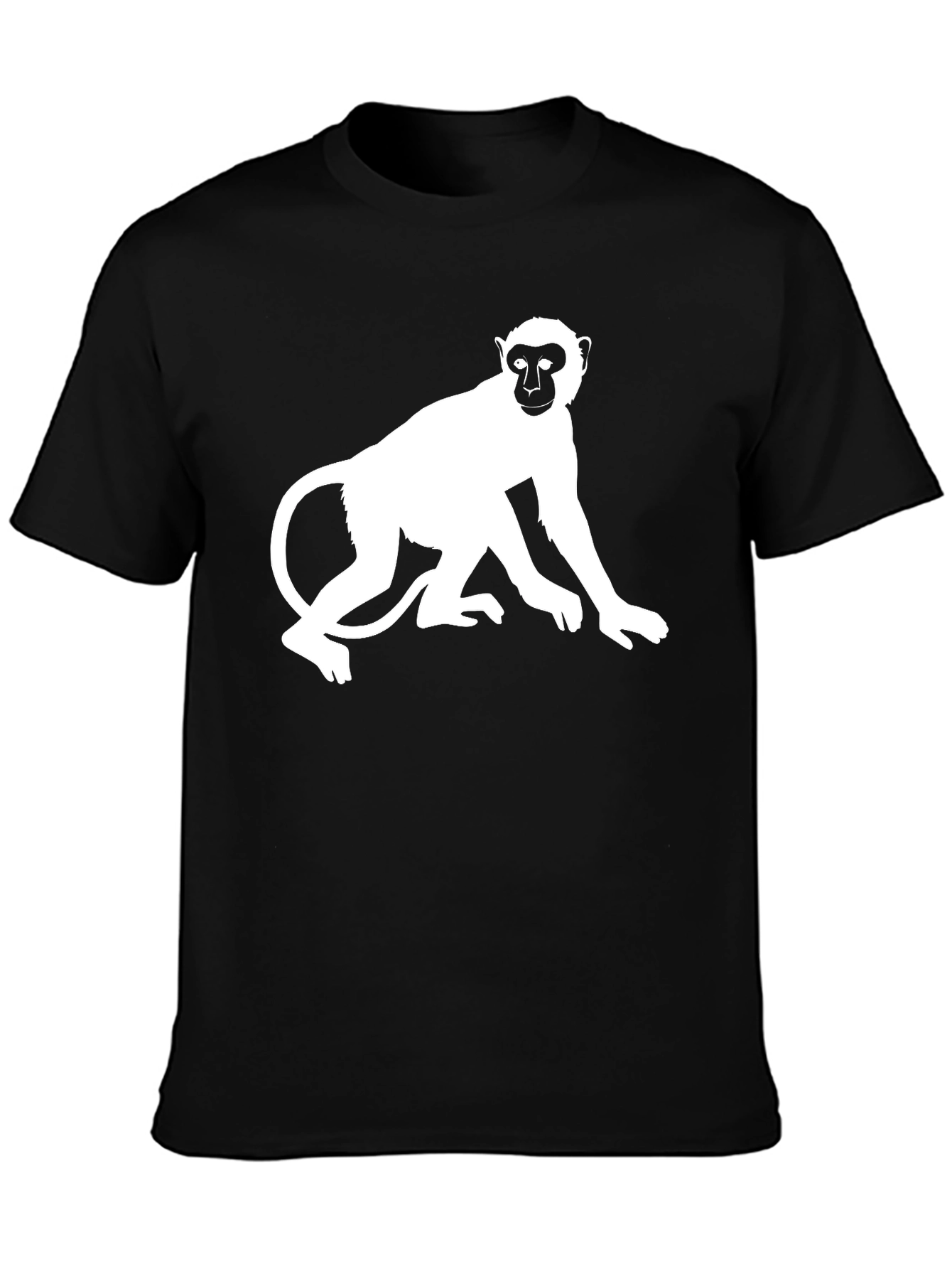 Black Monkey Graphic Black T-Shirt - Classic Crew Neck Tee view 3