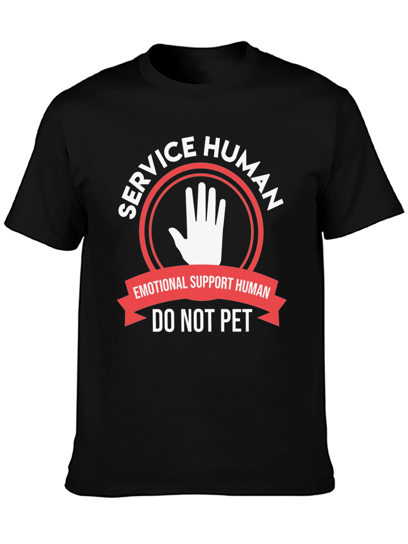 Black Service Human Emotional Support T-Shirt view 3