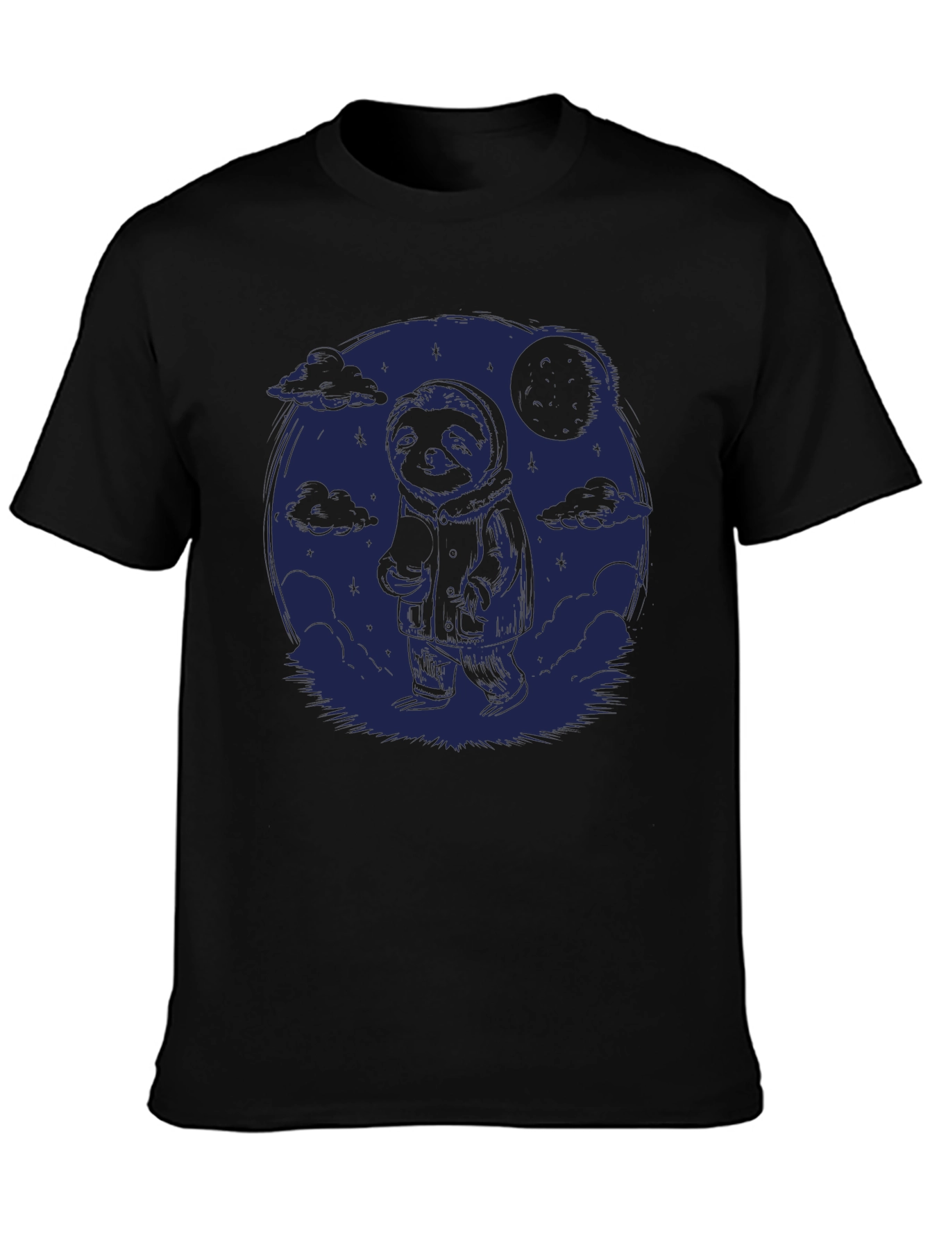 Black Sloth Moon Graphic Tee - Comfy Casual Style view 3