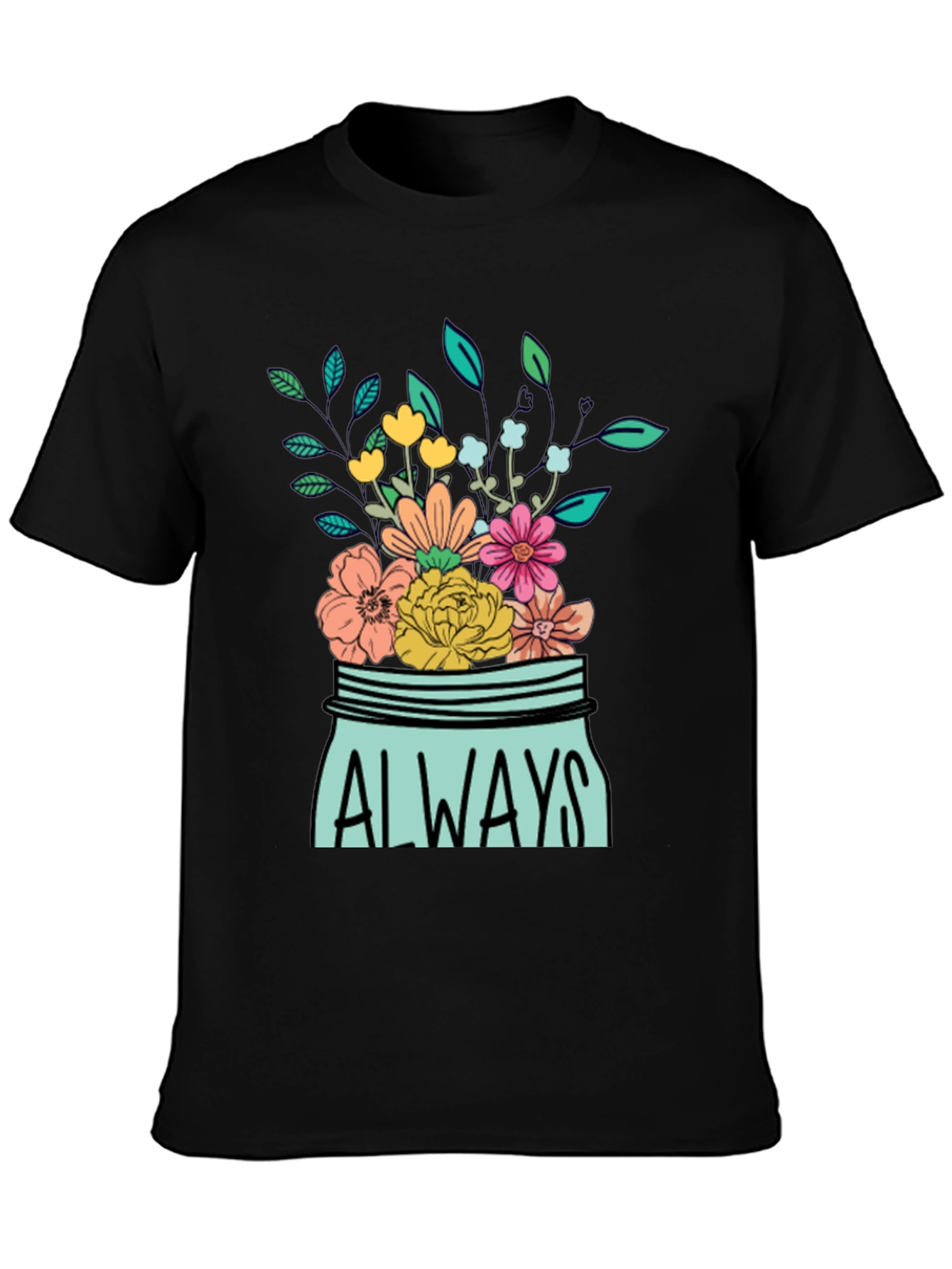 Black Always Floral Jar Graphic T-Shirt view 3