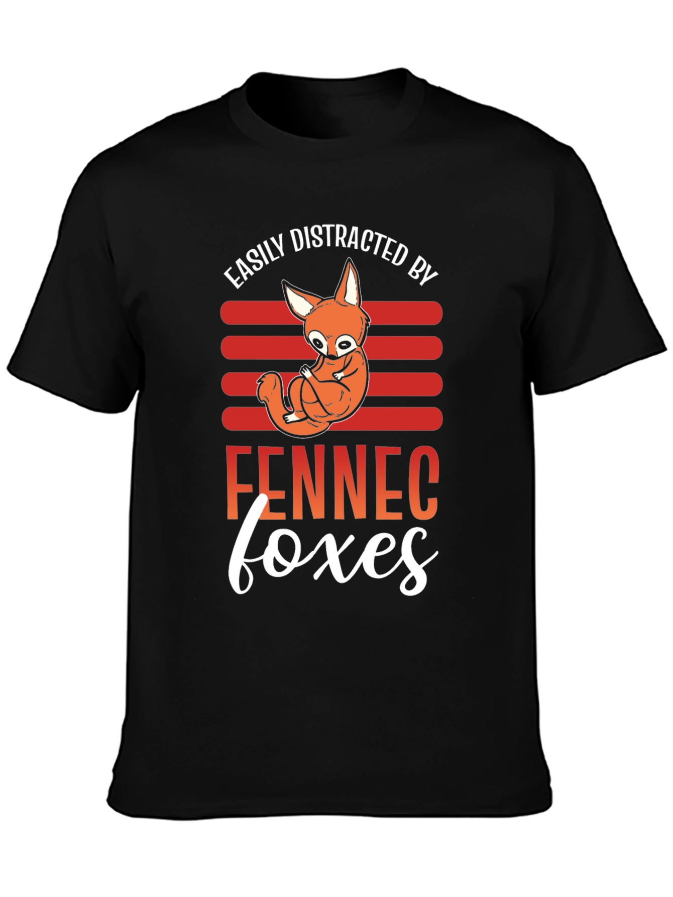 Black Fennec Fox Distraction T-Shirt view 3