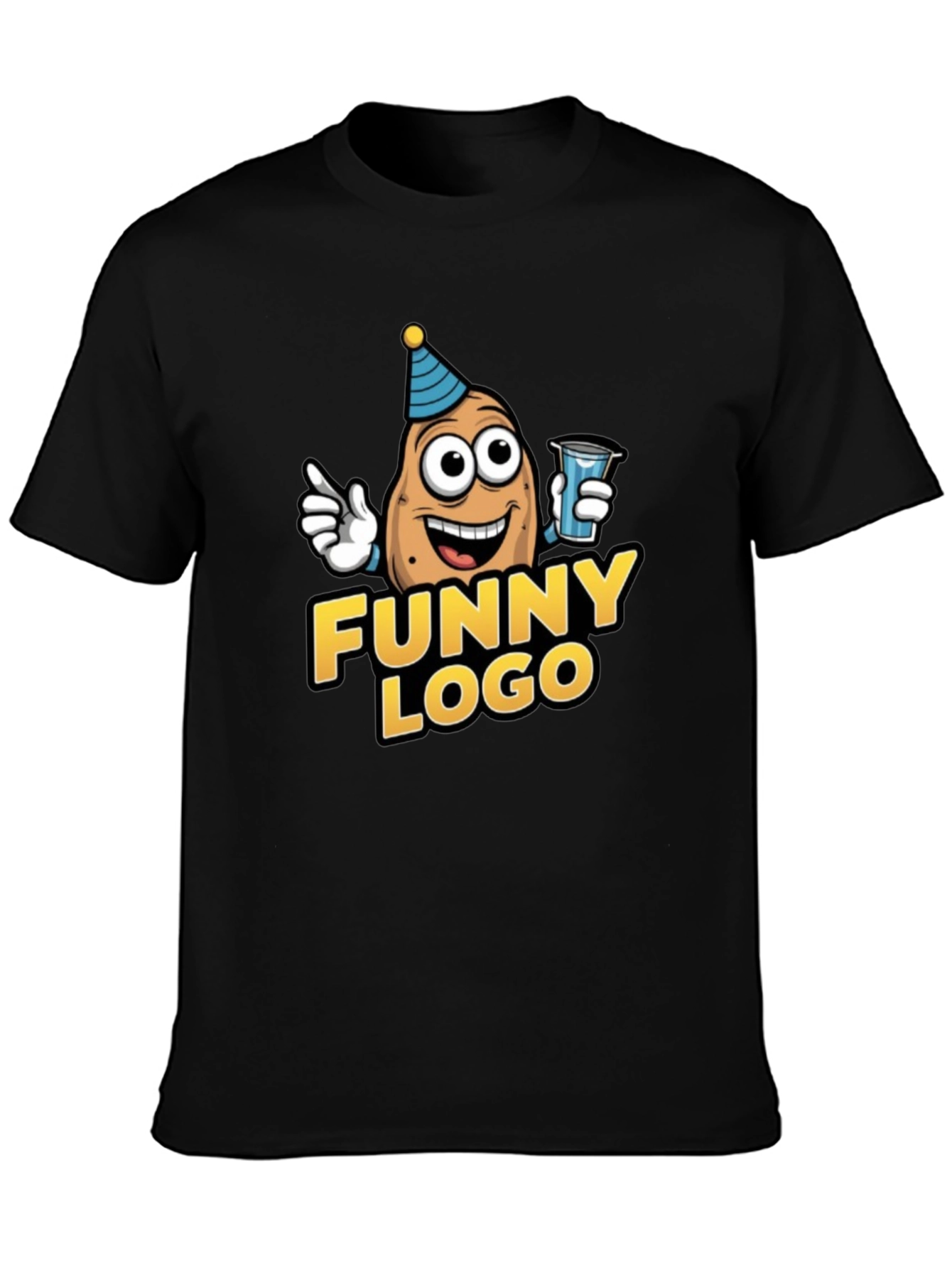 Black Funny Logo Potato Graphic Tee view 3