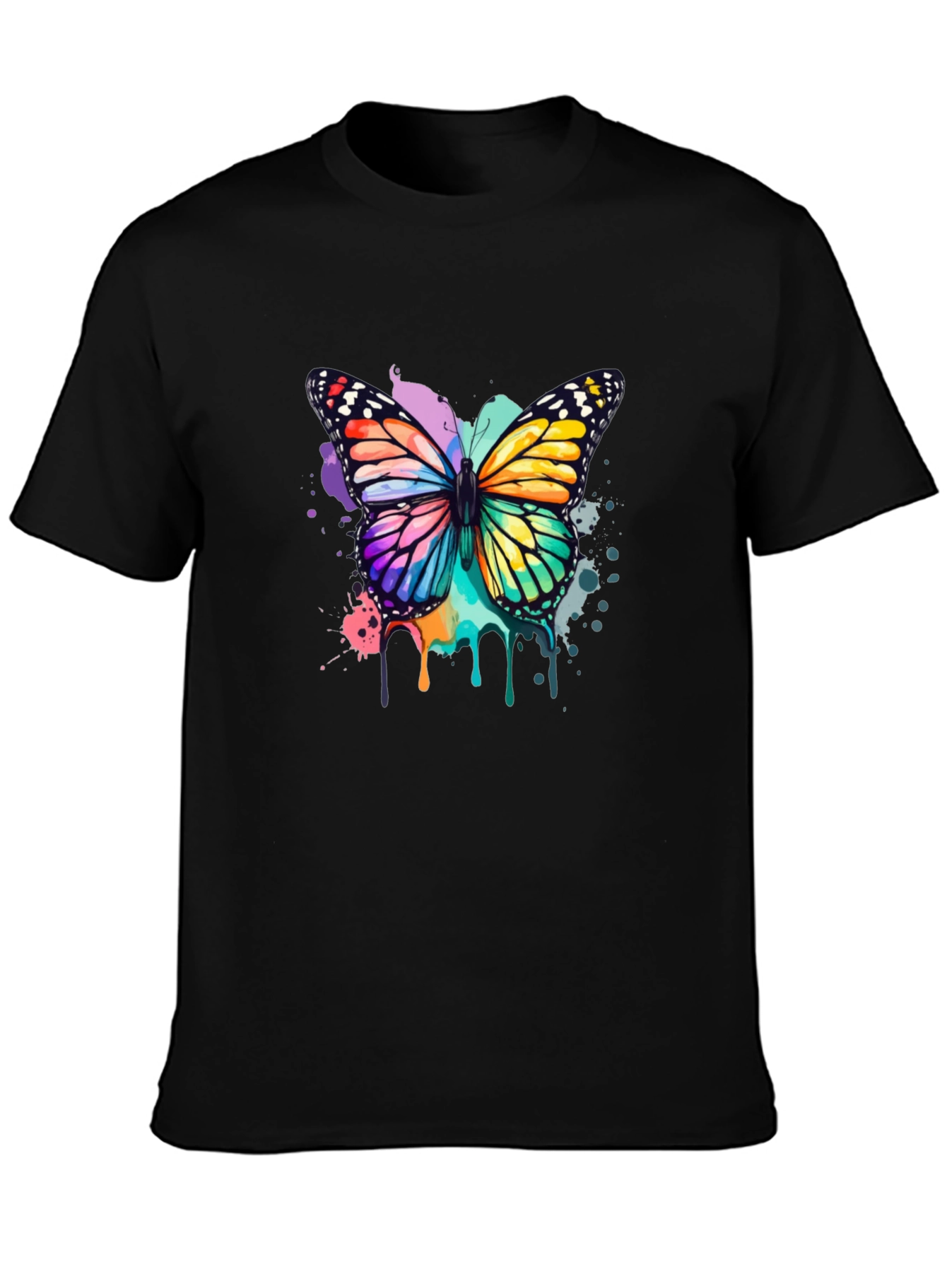Butterfly Watercolor Graphic Tee - Black - 3