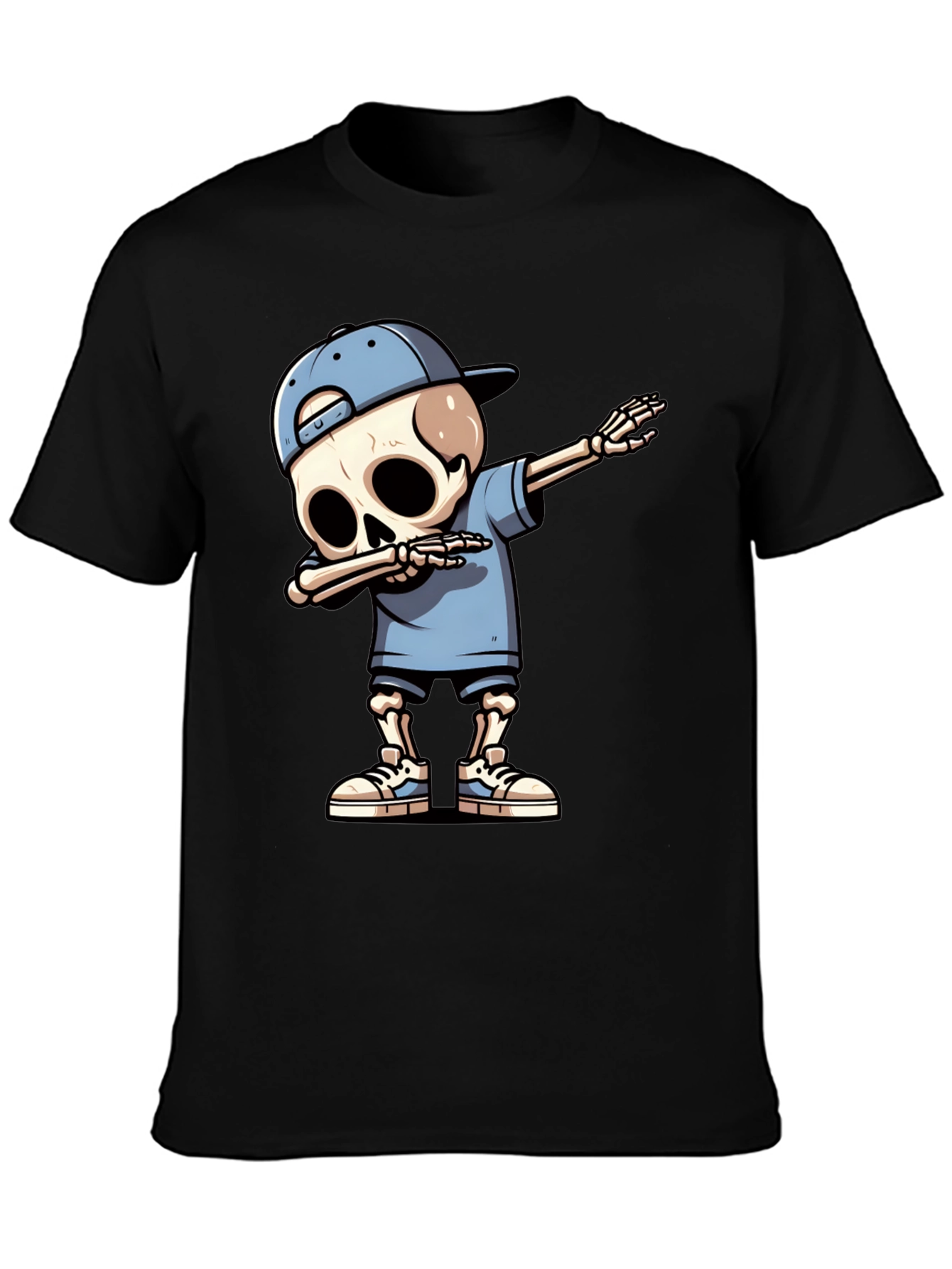 Black Dabbing Skeleton Graphic Tee - Men's Black T-Shirt view 3
