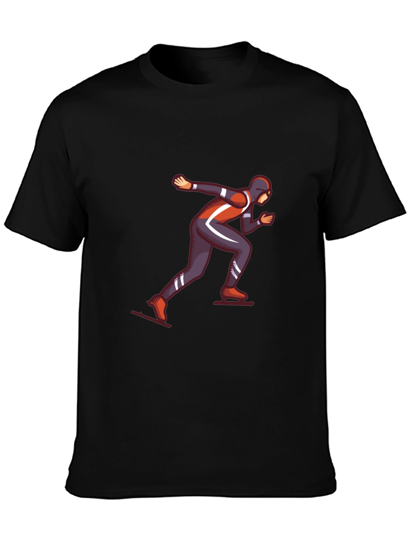 Black Speed Skater Graphic Tee - Black Cotton T-Shirt view 3