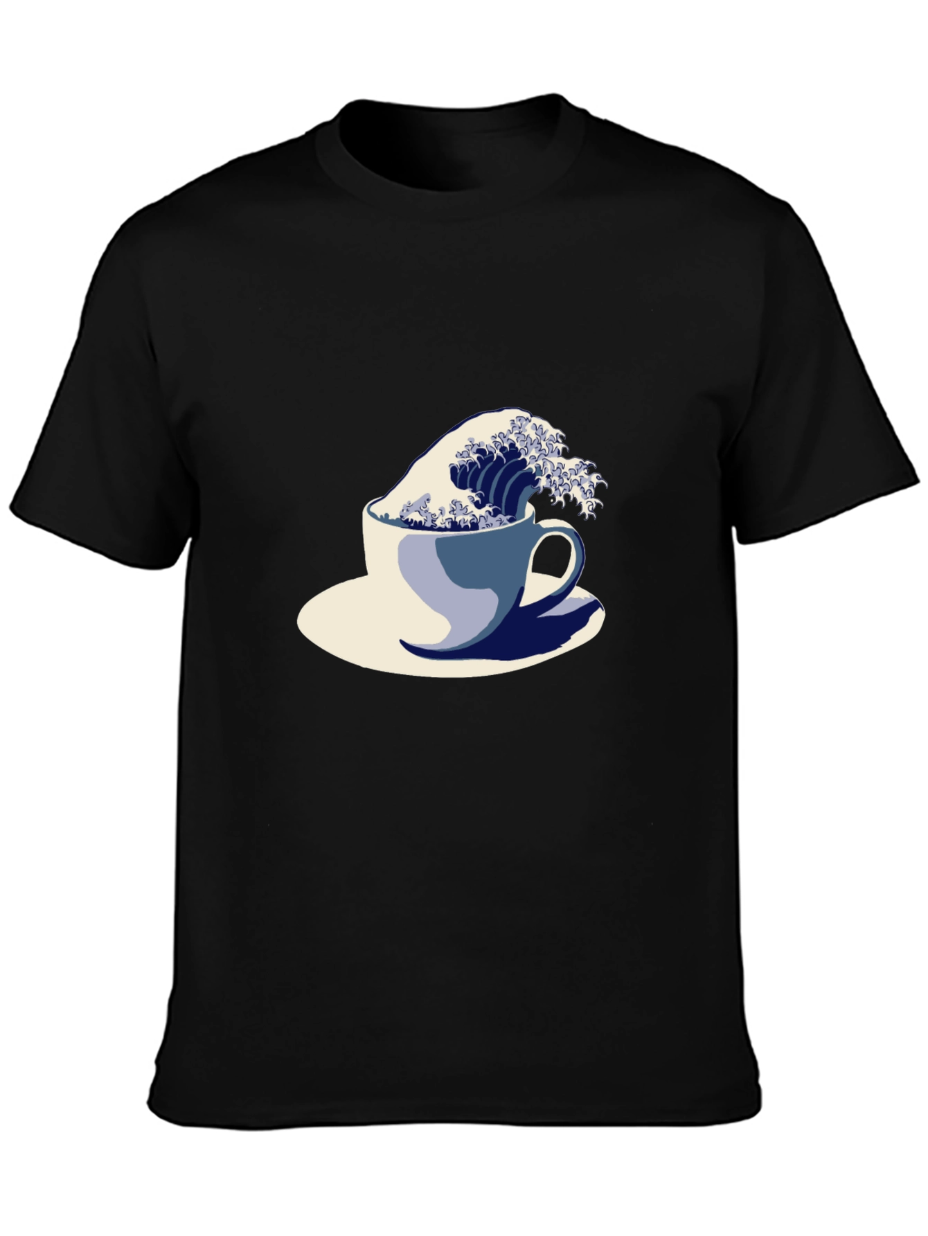 Black Wave in a Cup Graphic Tee - Unique Artistic Design view 3