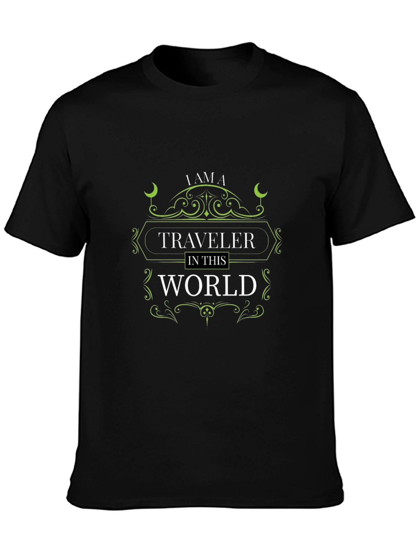 Black I Am A Traveler T-Shirt | Unique Design Tee view 3