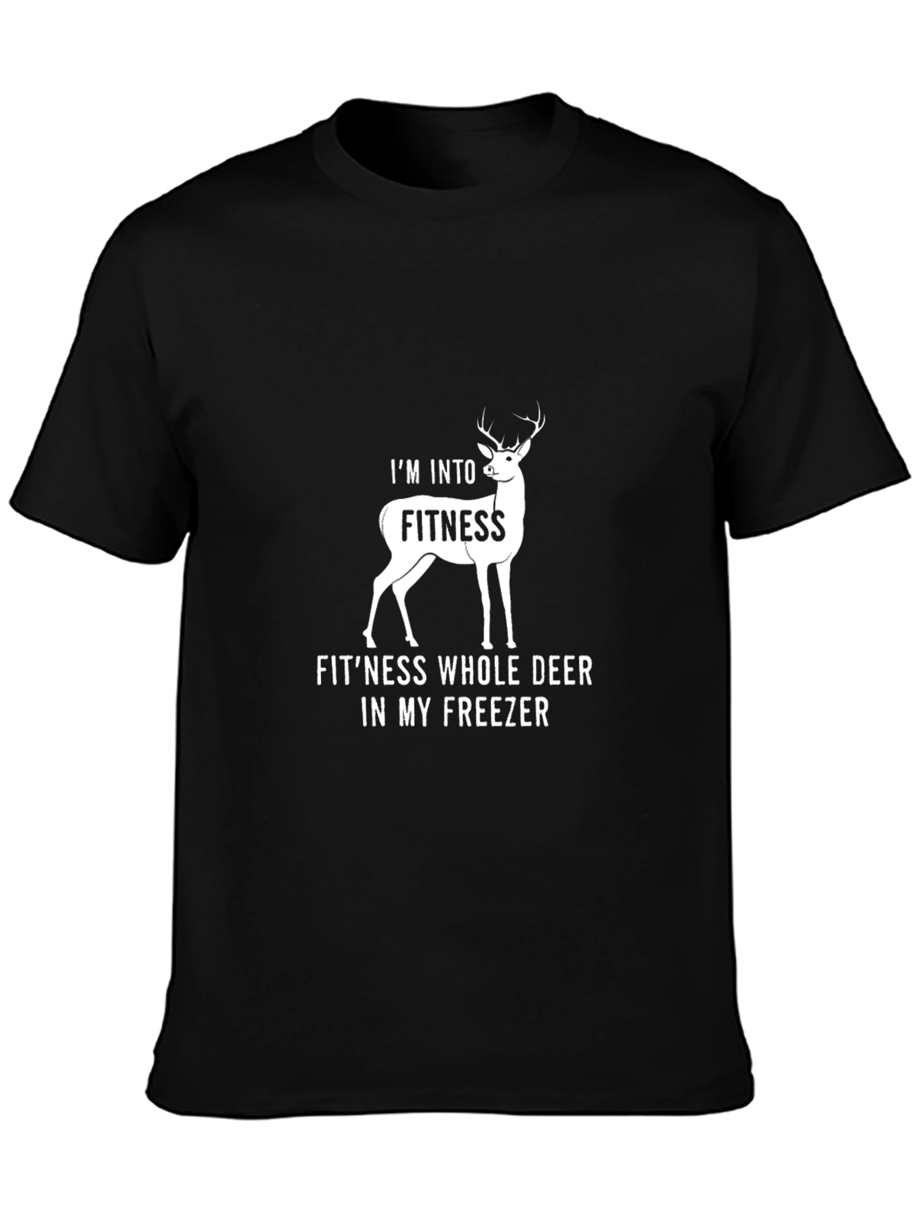 Black Fitness Deer Graphic T-Shirt - Novelty Workout Tee view 3