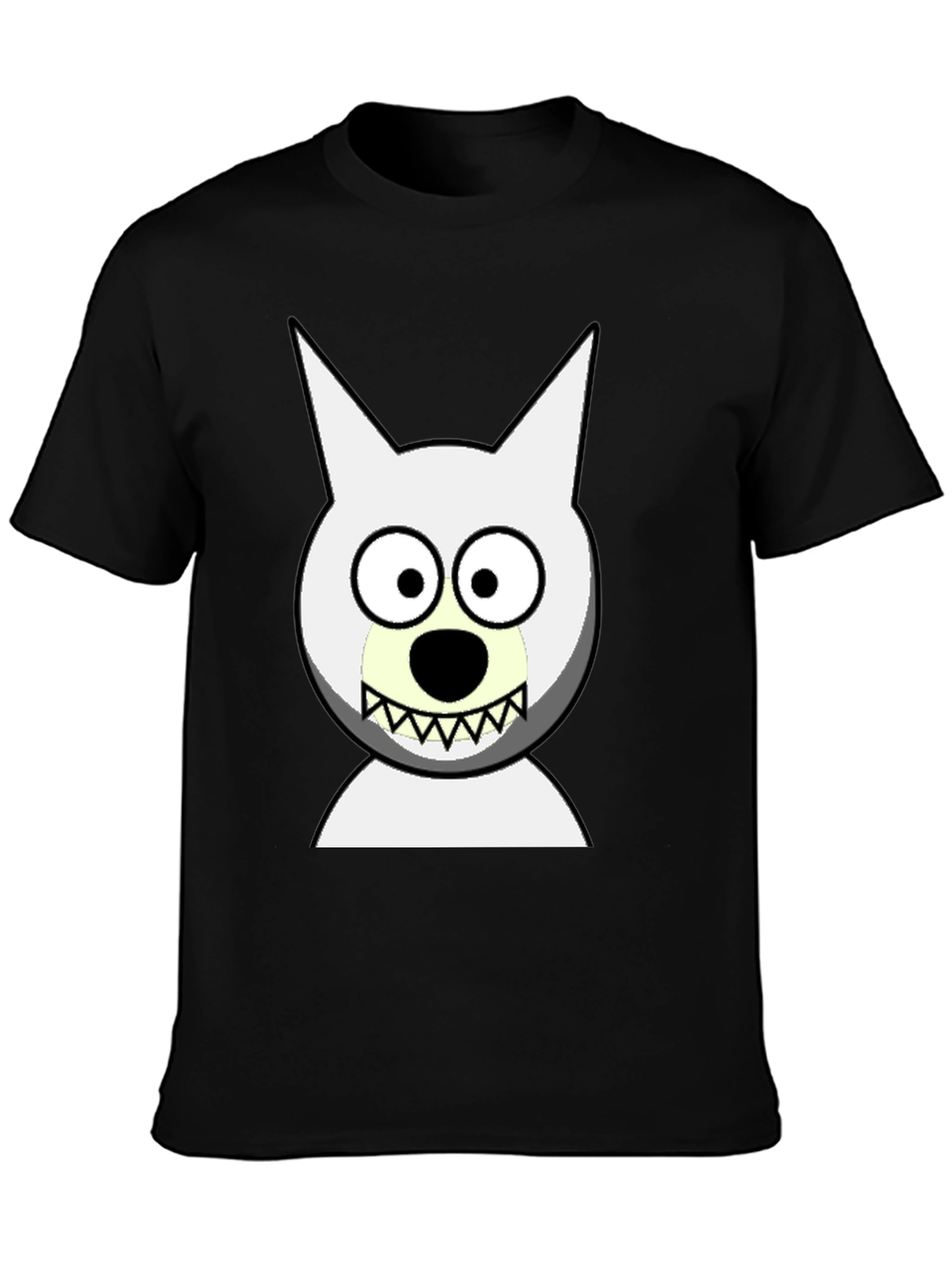 Black Funny Cartoon Wolf Graphic Black T-Shirt view 3