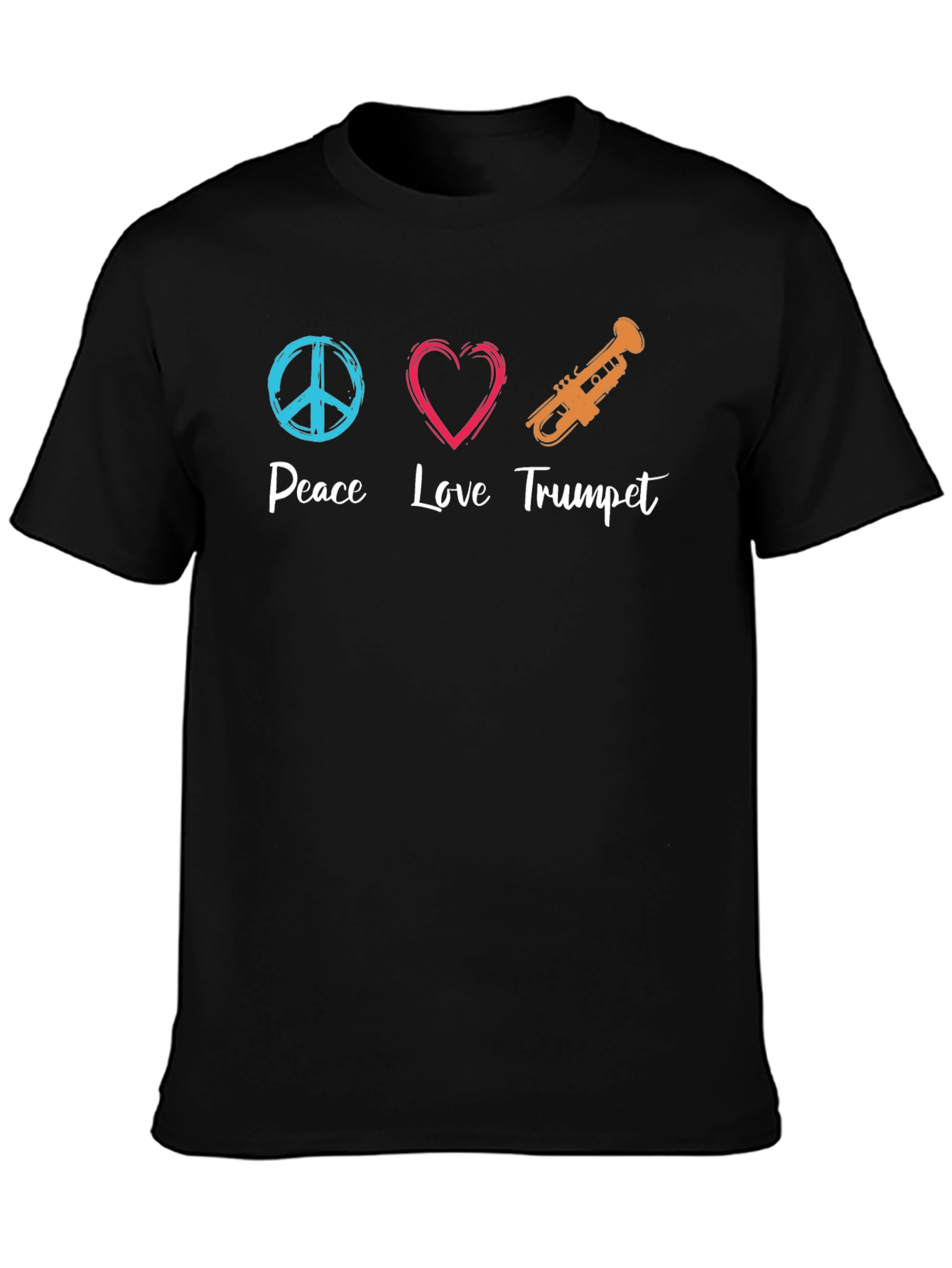 Black Peace Love Trumpet Graphic Tee view 3