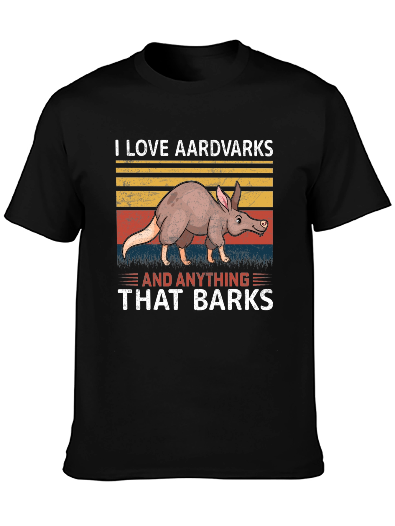 Black Aardvark Humor Graphic Tee - Barking Animal Lover T-Shirt view 3