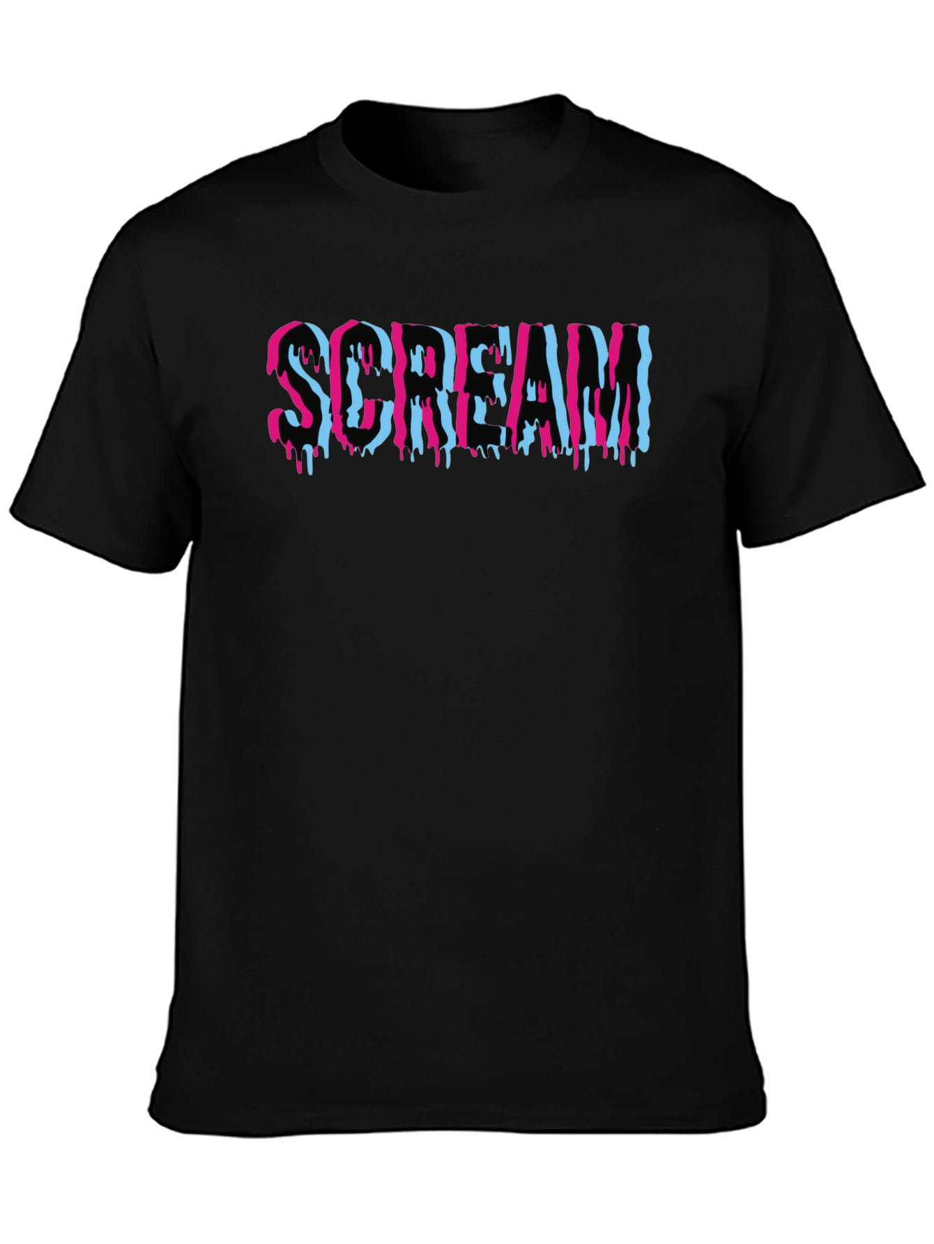 Black Scream Graphic Print T-Shirt, Cotton Blend Tee view 3