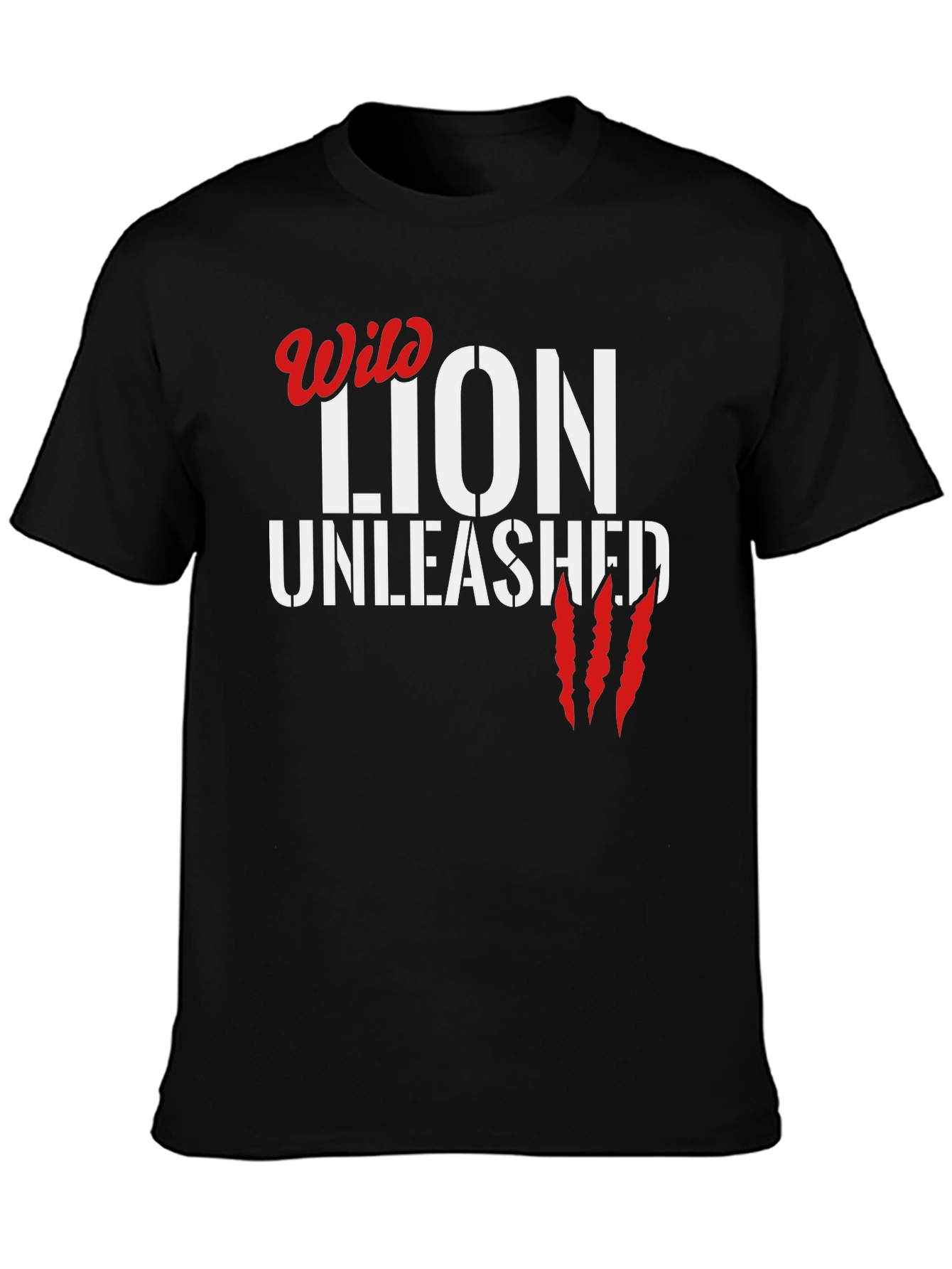 Wild Lion Unleashed Black Graphic T-Shirt - 3