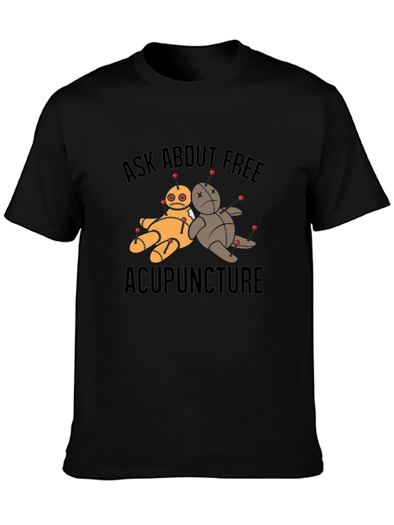 Black Ask About Free Acupuncture T-Shirt view 3