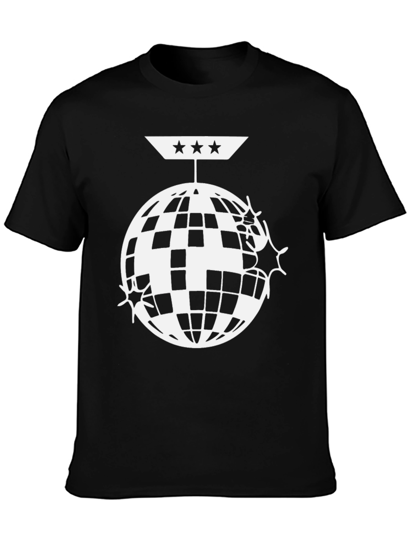 Black Disco Ball Graphic Tee - Black Cotton view 3