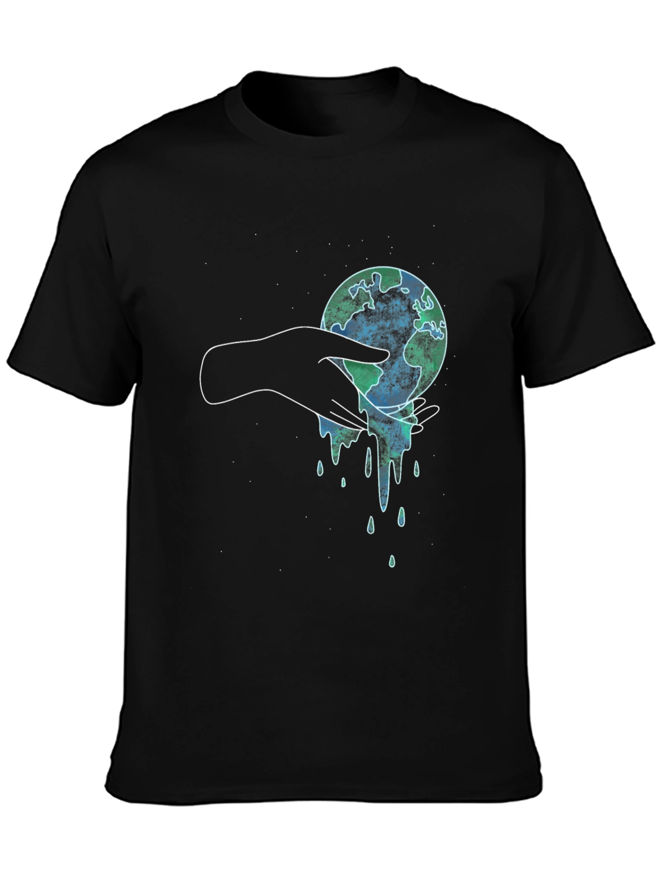 Black Melting Earth Graphic Tee - Save the Planet T-Shirt view 3