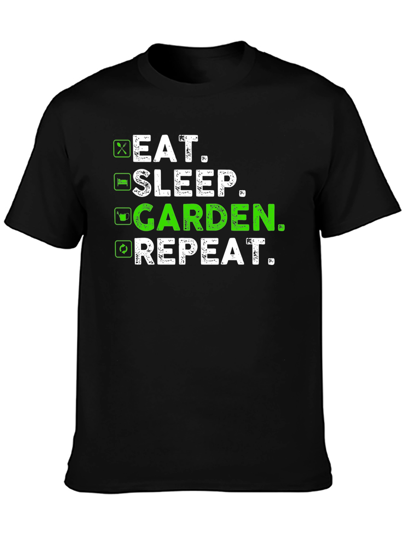 Black Eat Sleep Garden Repeat T-Shirt - Gardener Gift view 3