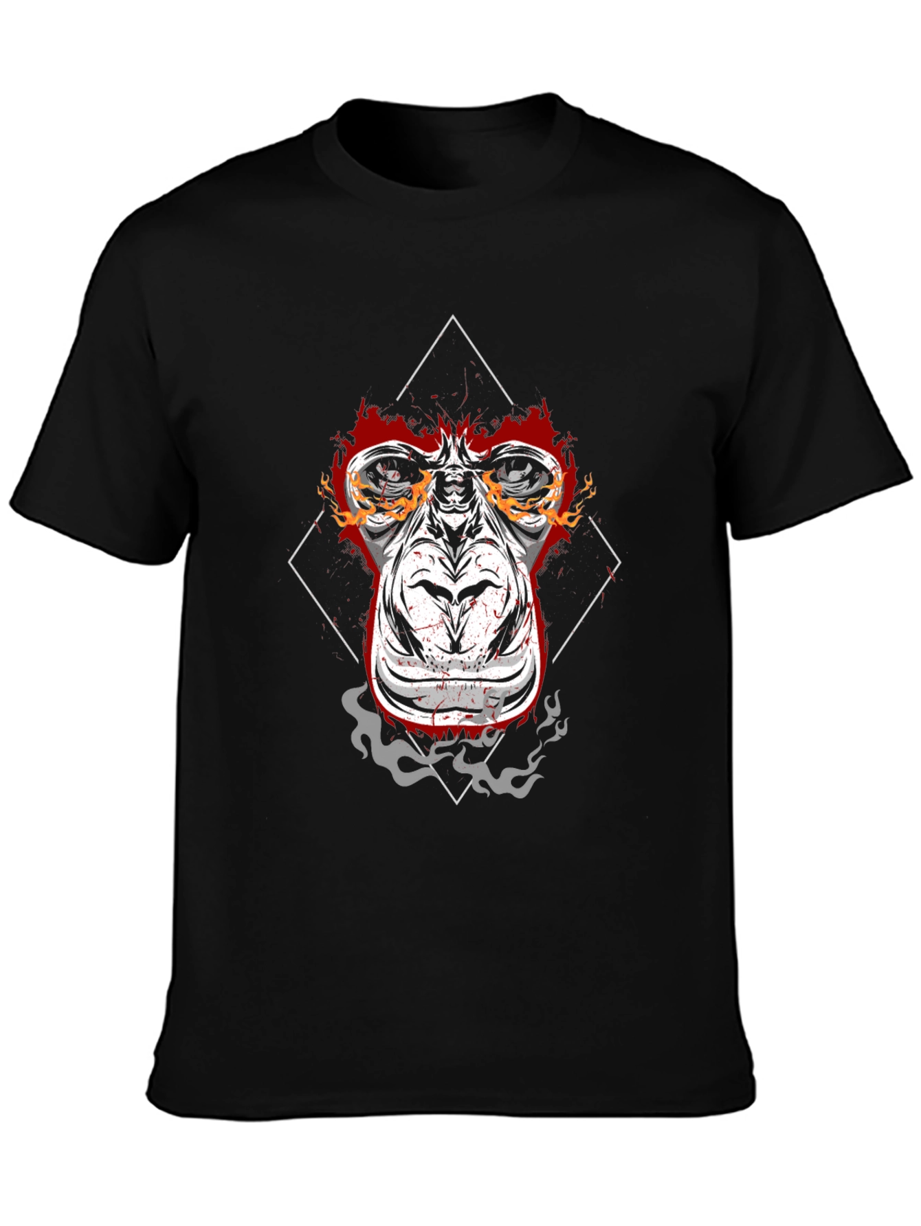 Black Fiery Ape Graphic Tee - Black Cotton T-Shirt view 3