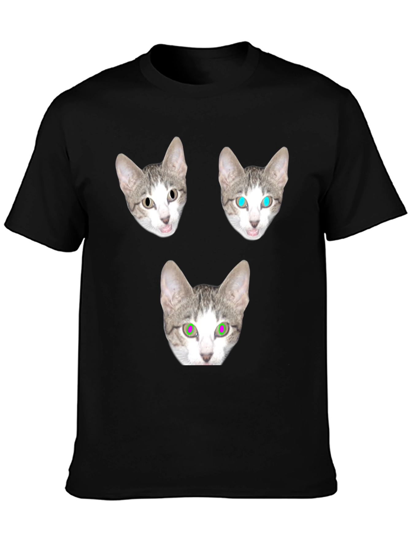Black Cat Head T-Shirt - Funny Graphic Tee view 3