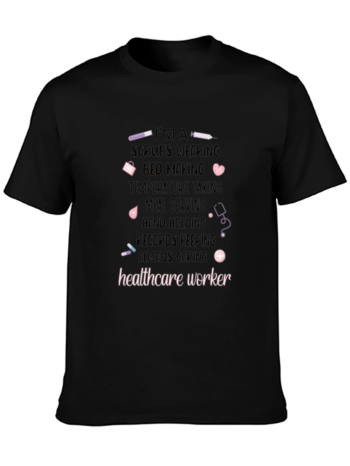 Black Healthcare Worker T-Shirt - Nurse Appreciation Gift view 3