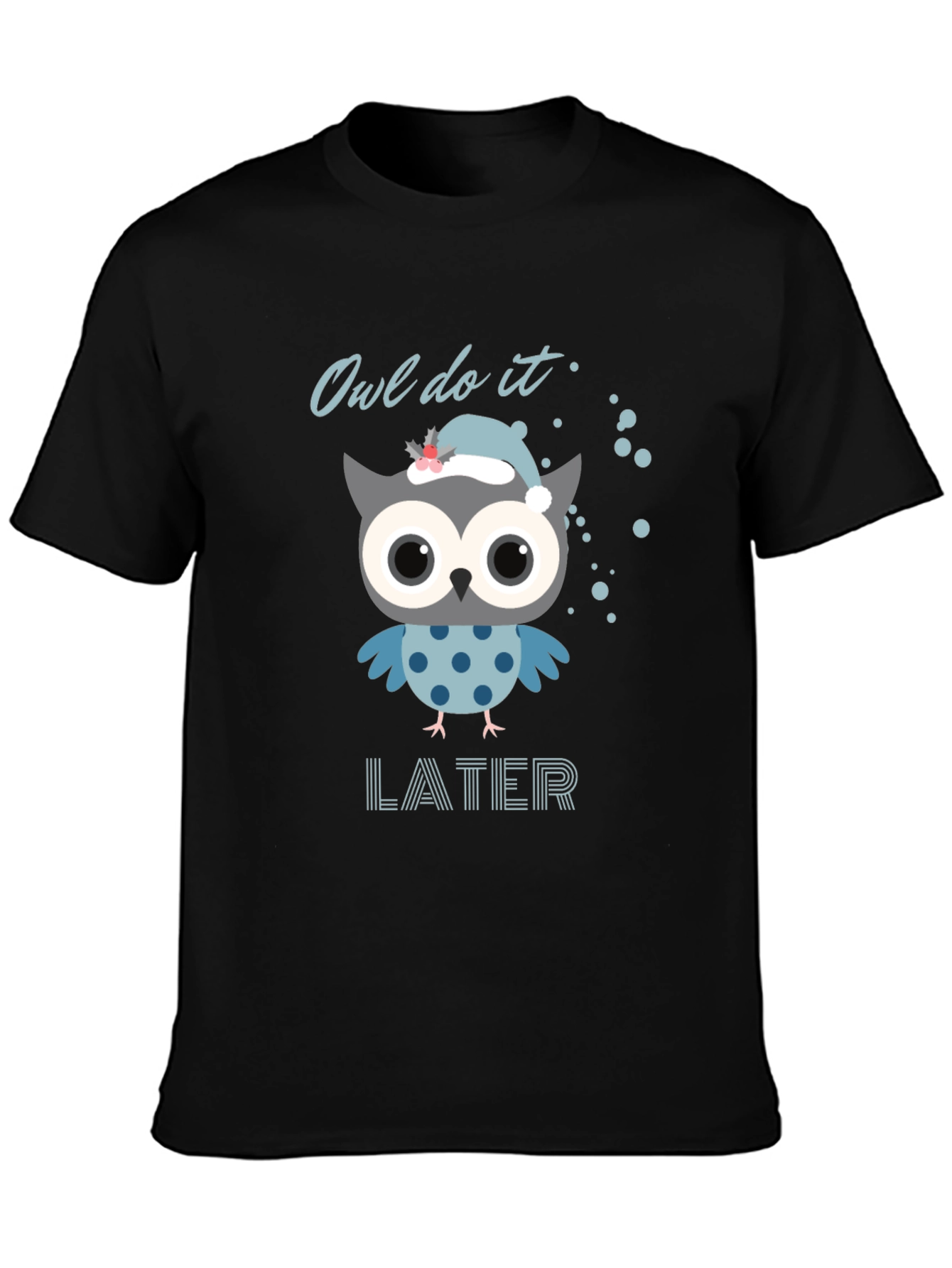 Black Owl Do It Later T-Shirt - Funny Graphic Tee view 3