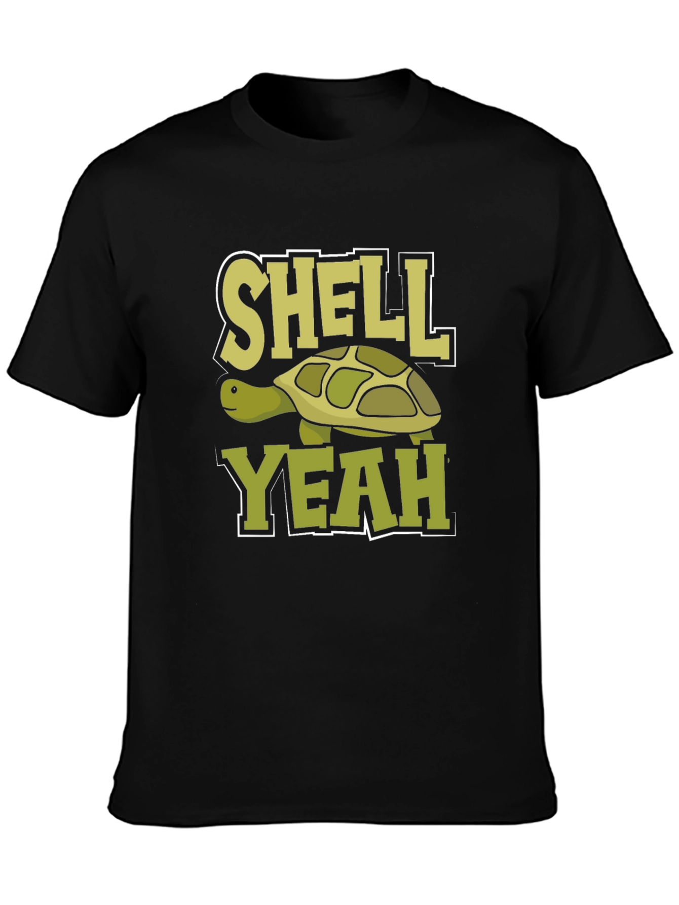 Black Shell Yeah! Funny Turtle Graphic Novelty T-Shirt view 3