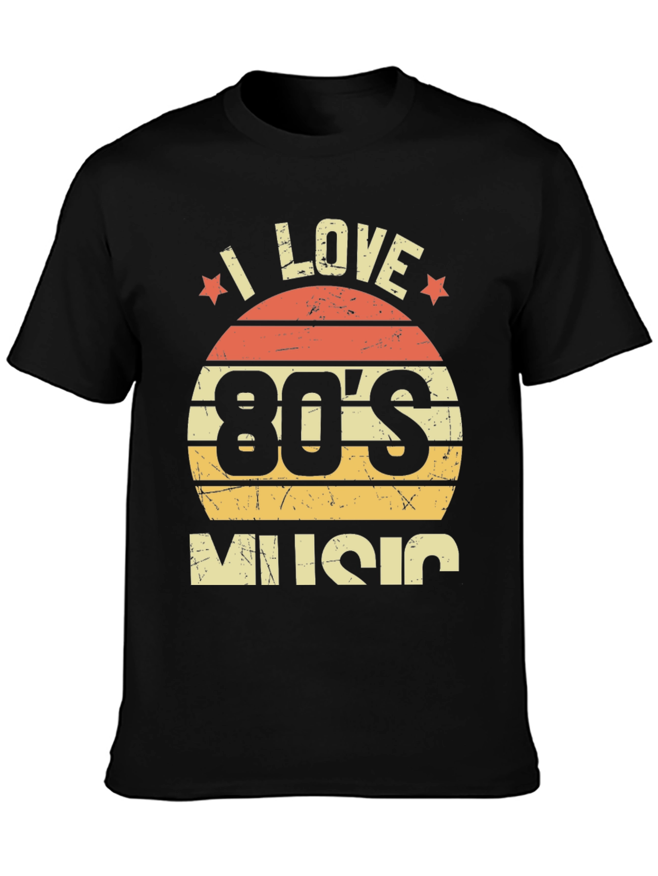 Black I Love 80's Music Retro T-Shirt view 3