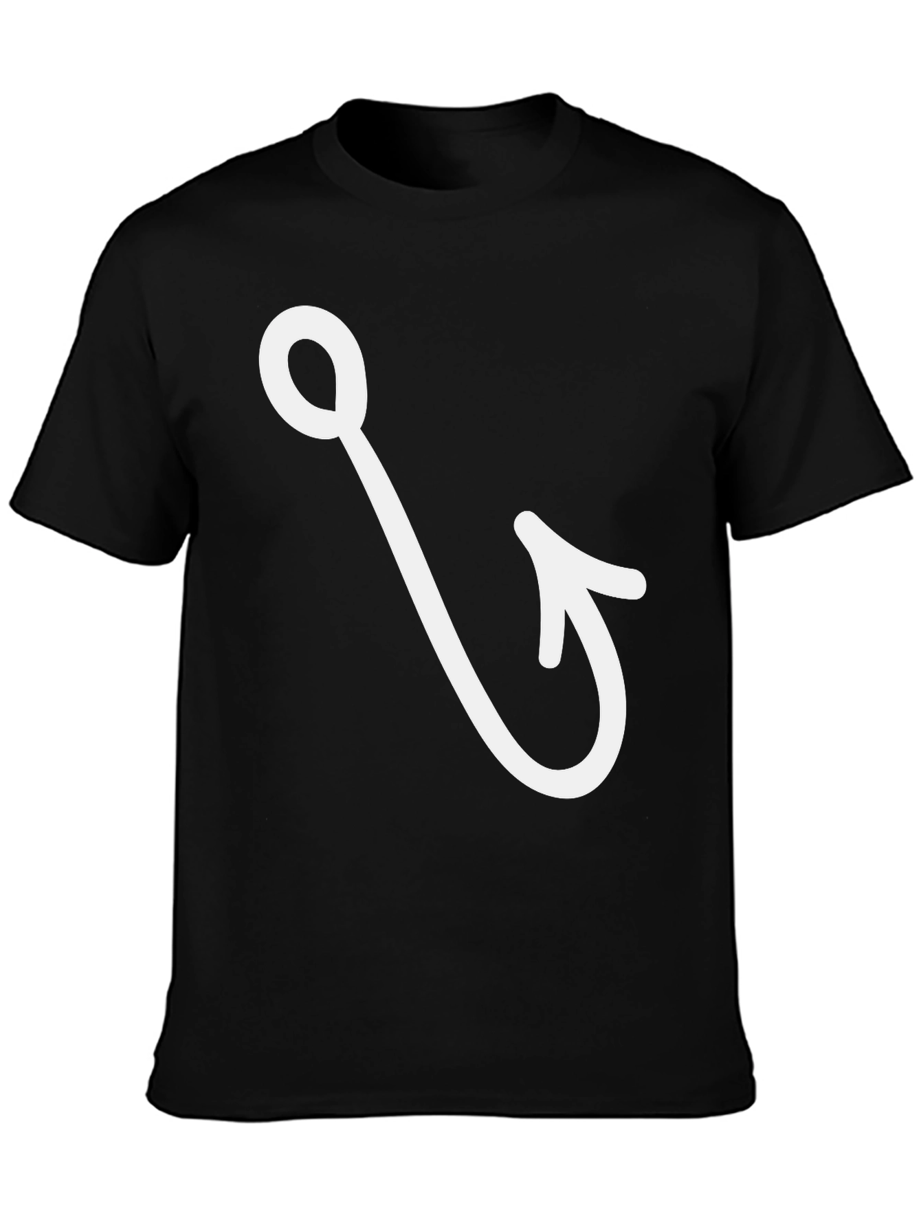 Black Fishing Hook Graphic Tee - Black Cotton Casual T-Shirt view 3