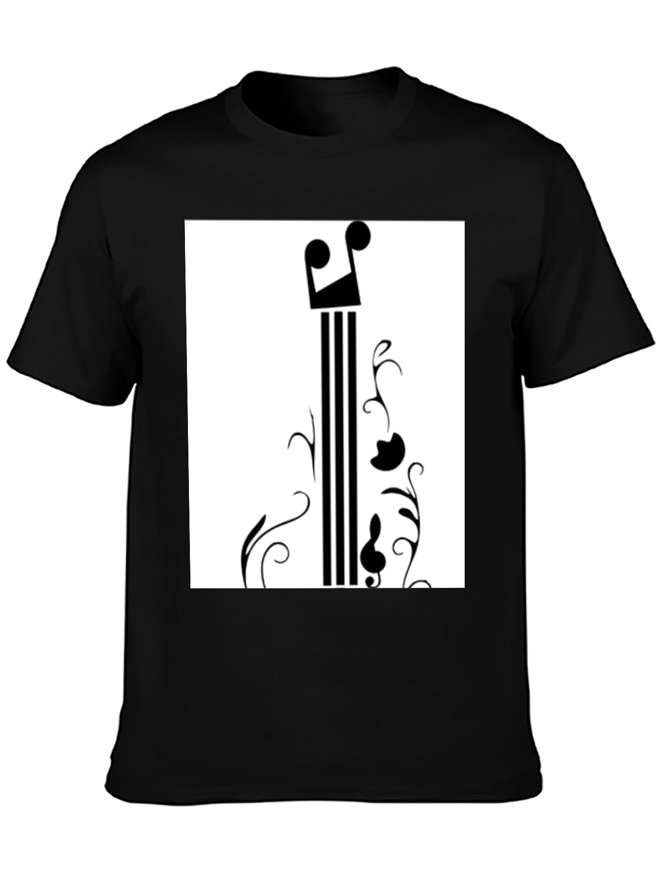 Black Music Note Graphic Black T-Shirt view 3
