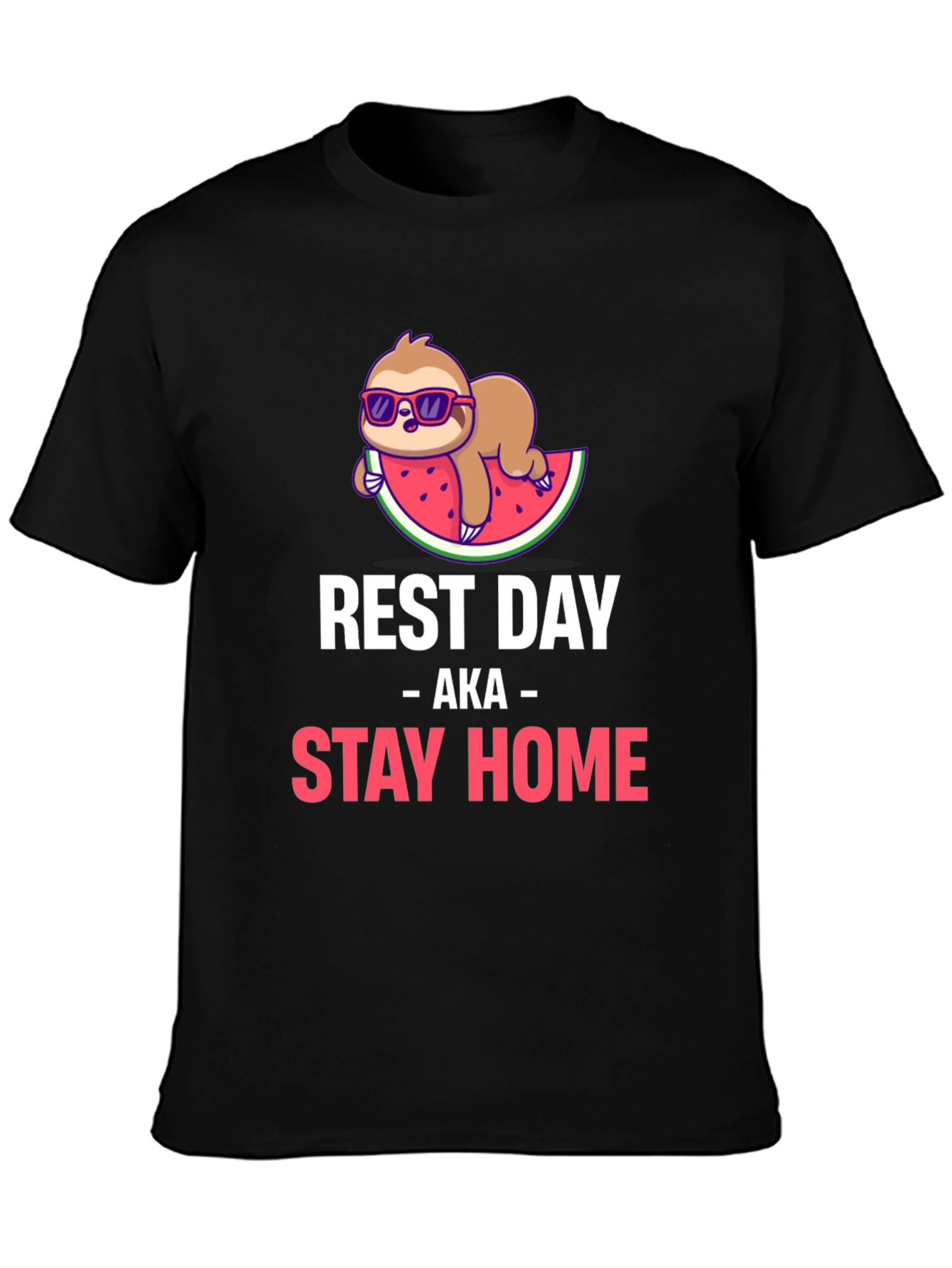 Black Rest Day Sloth T-Shirt - Stay Home & Relax! view 3