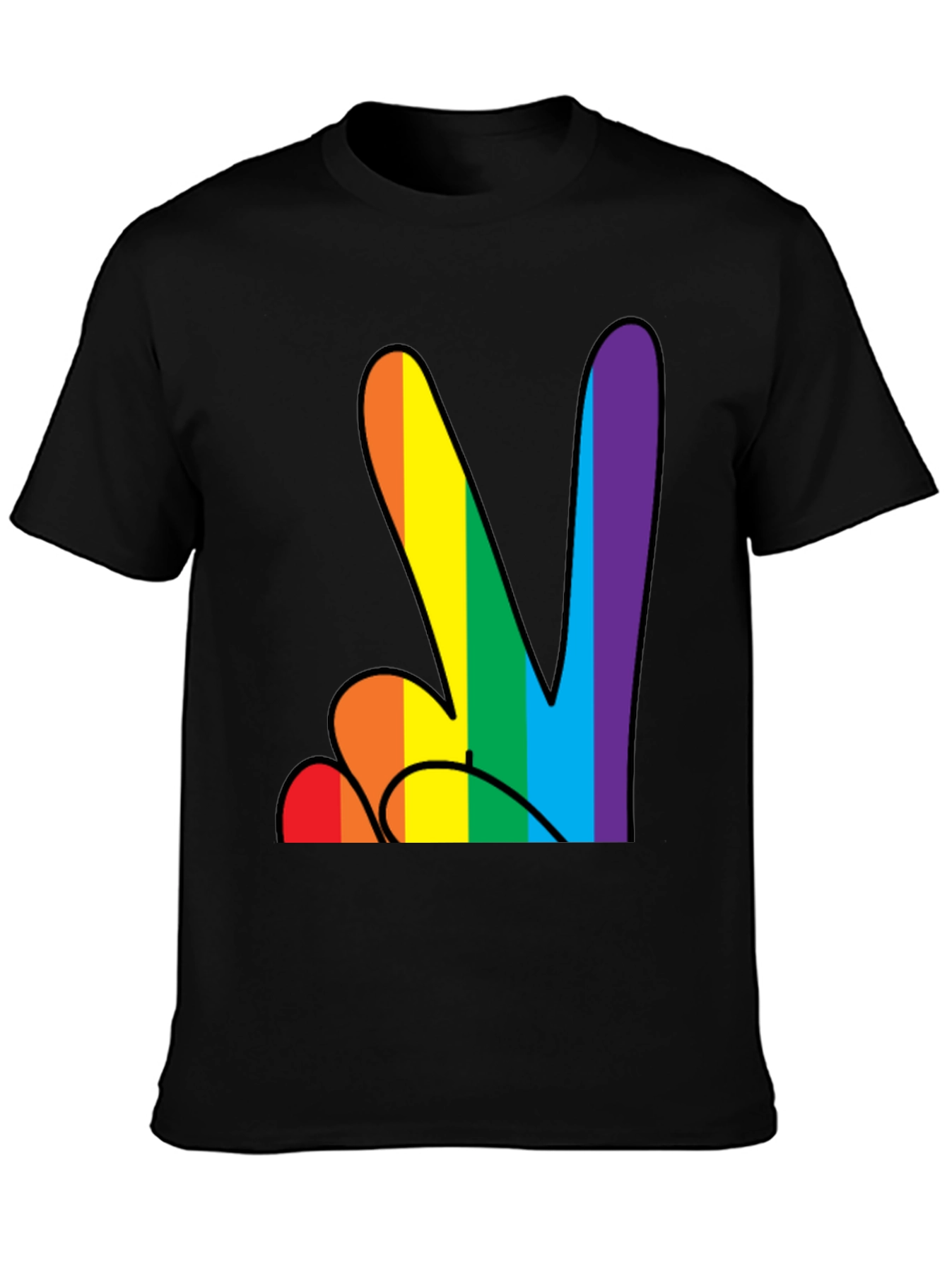 Black Rainbow Peace Sign Black T-Shirt view 3